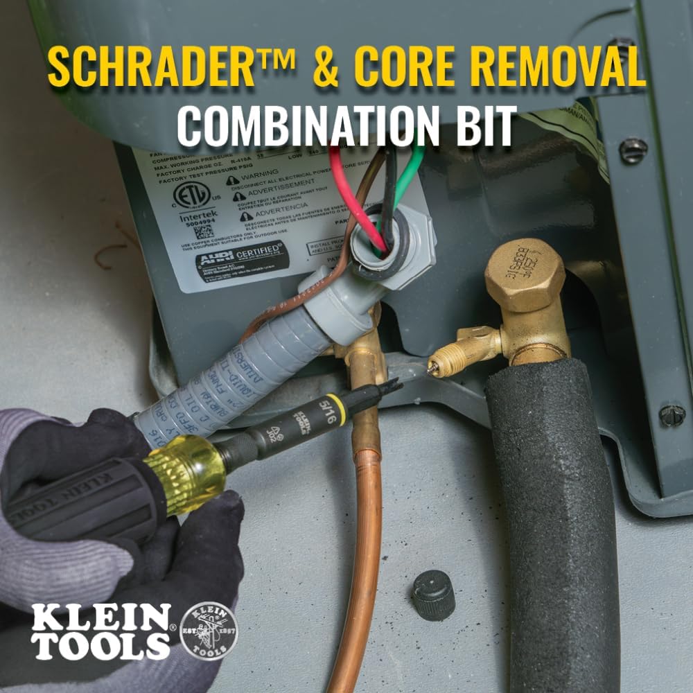 Klein Tools 32527HD KNECT 11-in-1 HVAC Multi-Bit Screwdriver/Nut Driver, Impact Rated with Phillips, Slotted, Square, and Schrader Bits