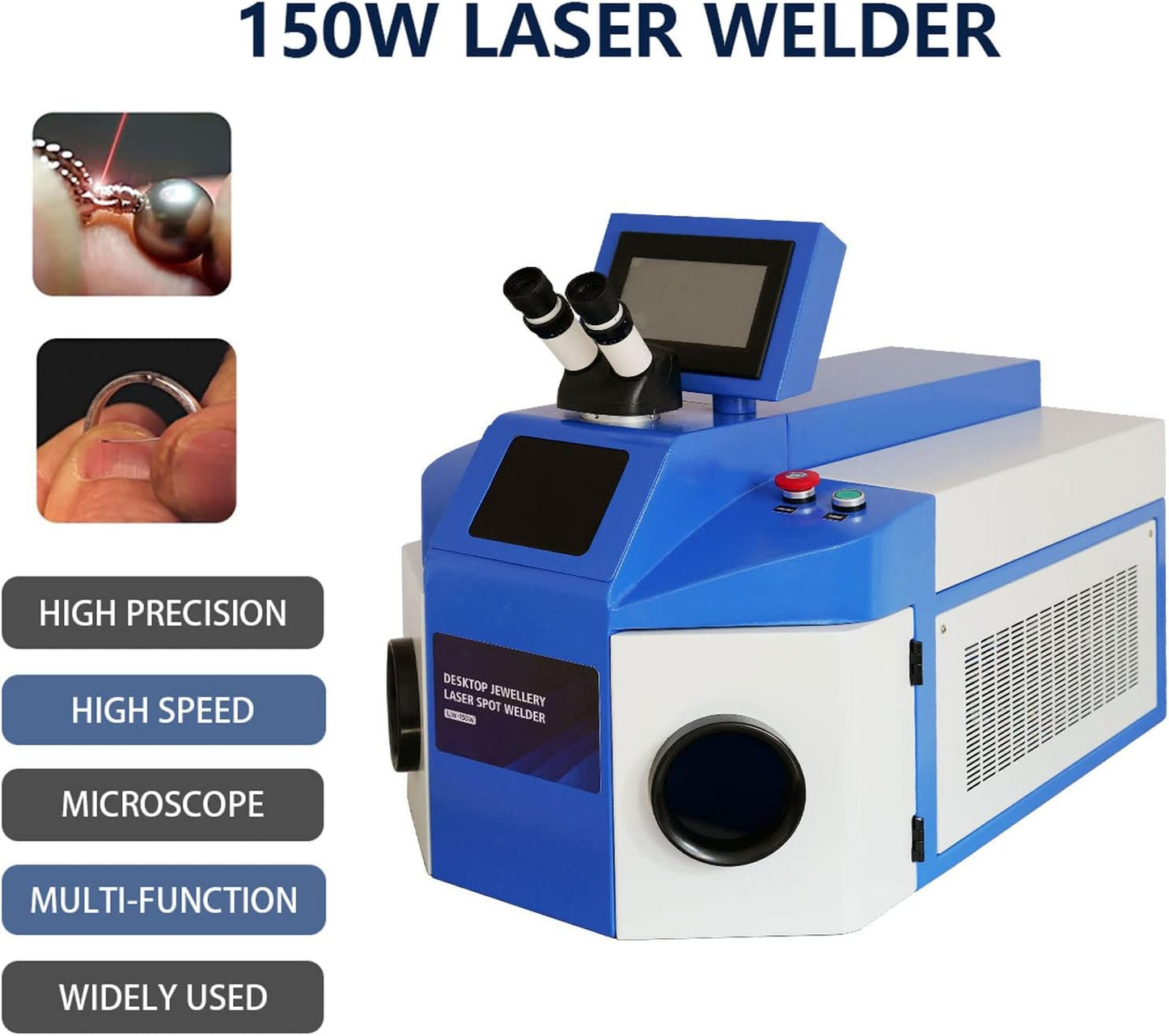 ZAC 150W Jewelry Spot Welder Class 1 0.39mW Laser Jewelry Welder 40 Joules LJW-150 Countertop Gold Silver Laser Welding Machine 220V 1 Phase Desktop Jewelry Repair Tool for Platinum 24K Gold