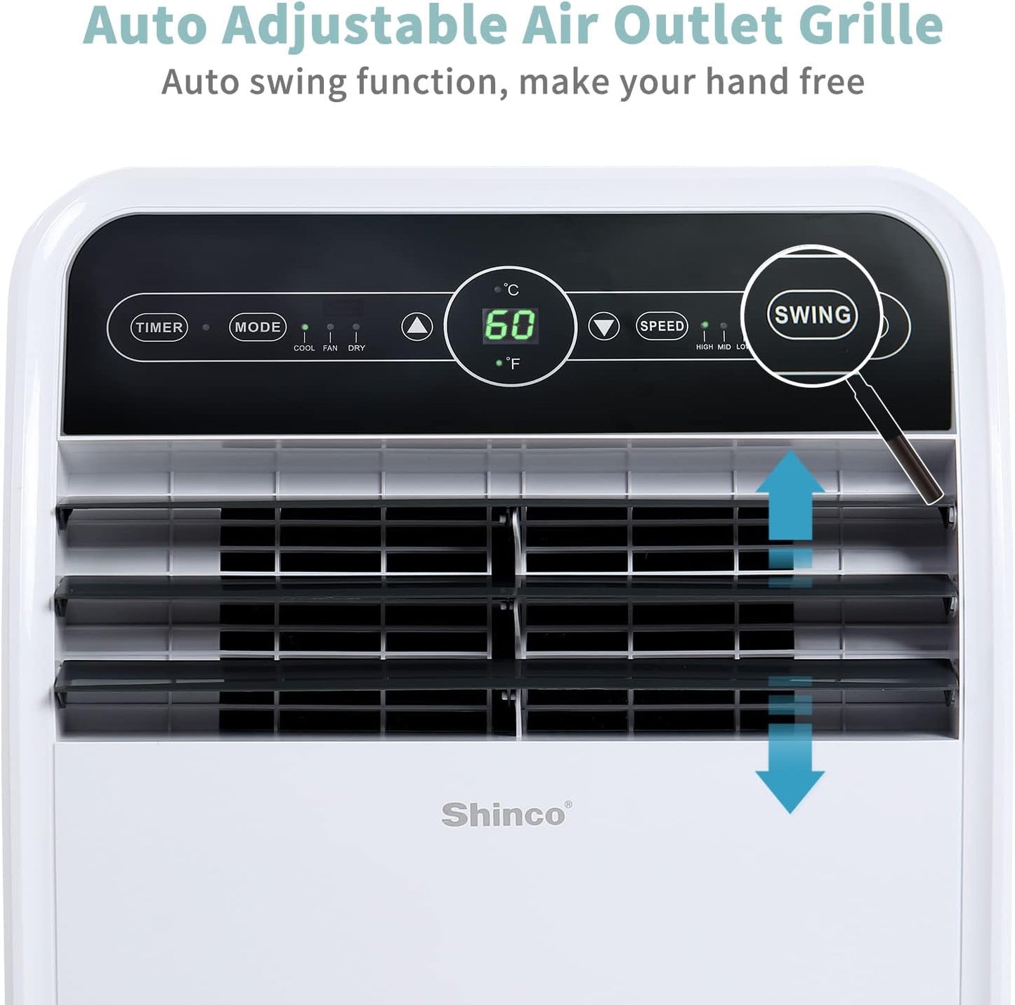 Shinco 12,000 BTU Portable Air Conditioner, Portable AC Unit with Built-in Cool, Dehumidifier&Fan Modes for Room up to 400 sq.ft, with Remote Control, 24 Hour Timer, Installation Kit