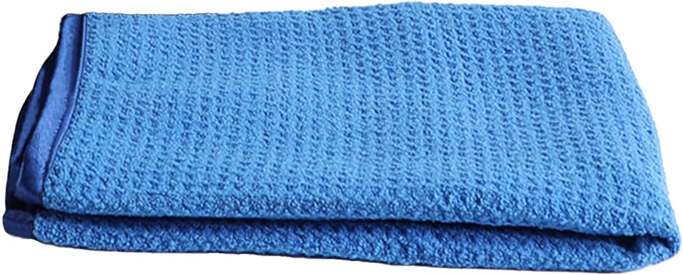 Mr. Detroit - Waffle Weave Glass & Window Microfiber Towel, Streak-Free Cleaning, Super Absorbent Reusable Cloth for Car Care & Home Use - 16"x24" (Blue)