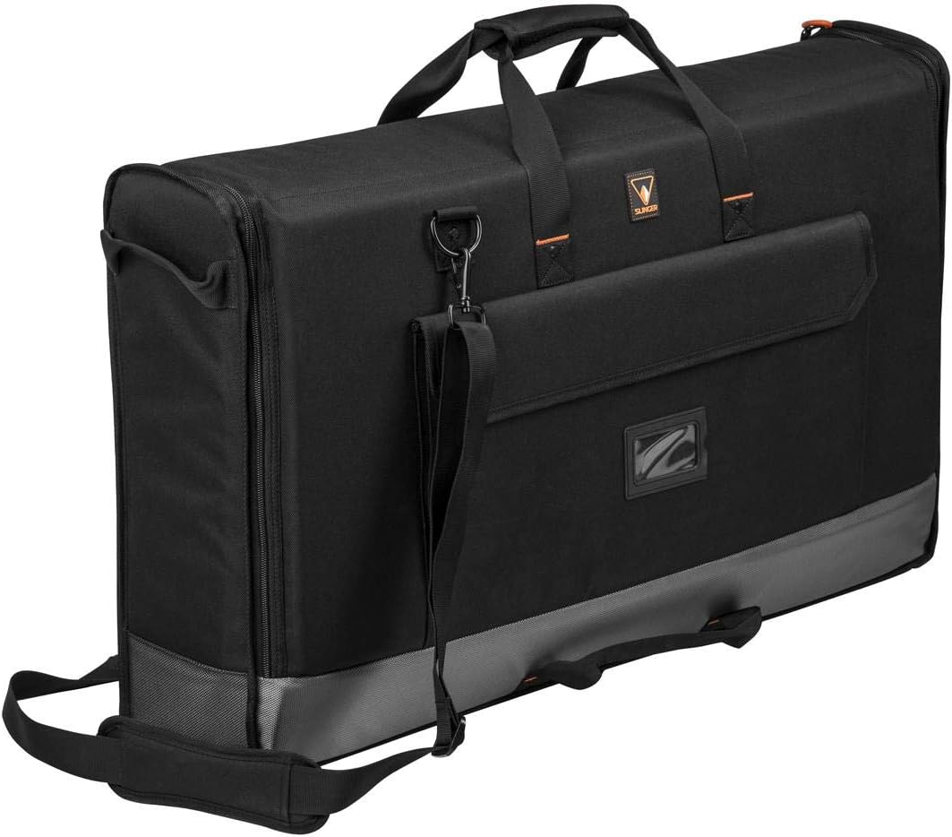 SLINGER Foldable Padded Nylon Tote Carrying Case - LCD Transport Case for Displays, Computers, Monitors & TVs Between 27" - 32" - Water Resistant - Shoulder Strap & Handle Options