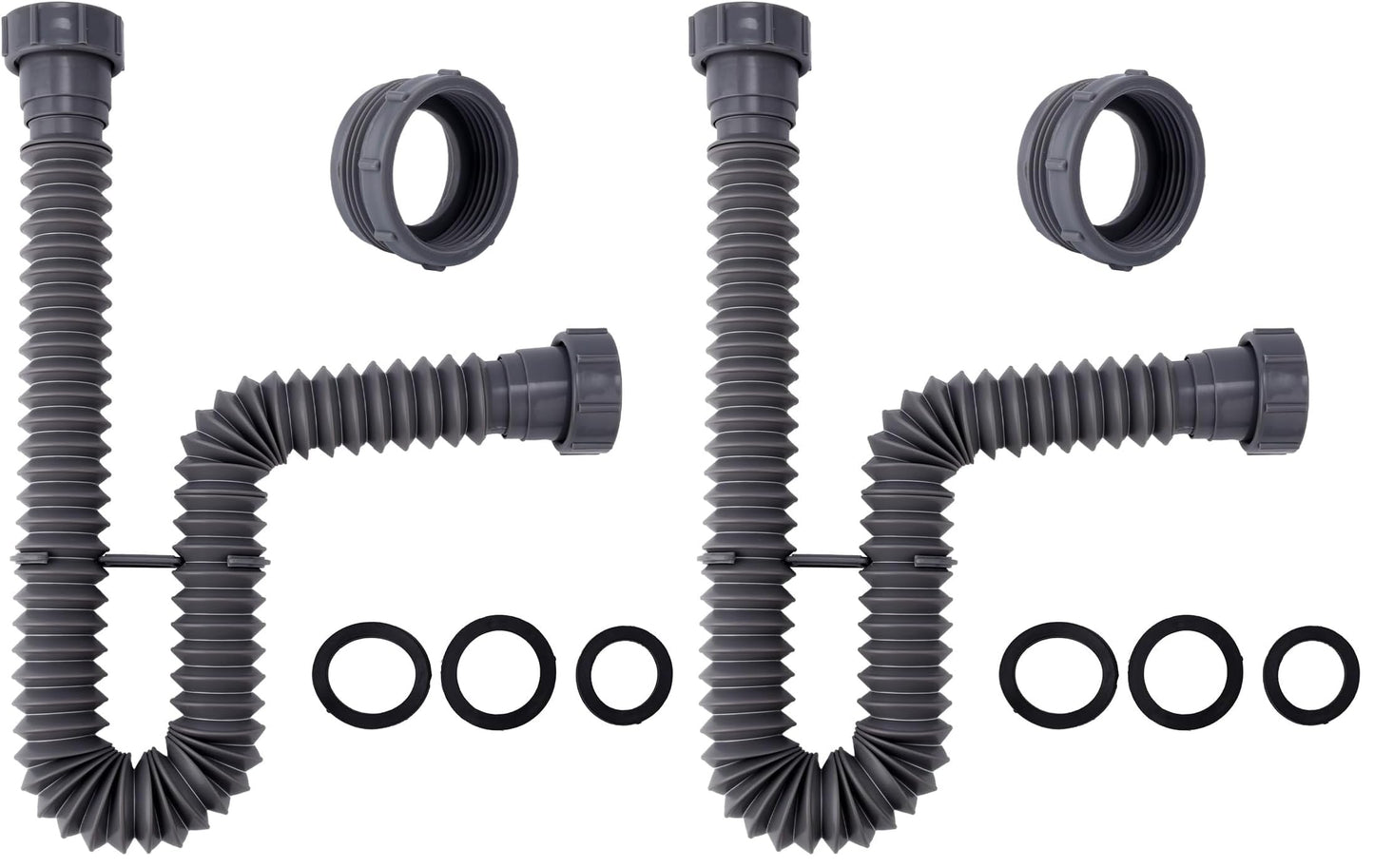 Sink Drain Kit, 1-1/2 Inch Expandable Flexible P-Trap 7.5 Inch - 17.7 Inch Flexible Sink Drain Pipe for Bathroom Sinks Kitchen Sinks