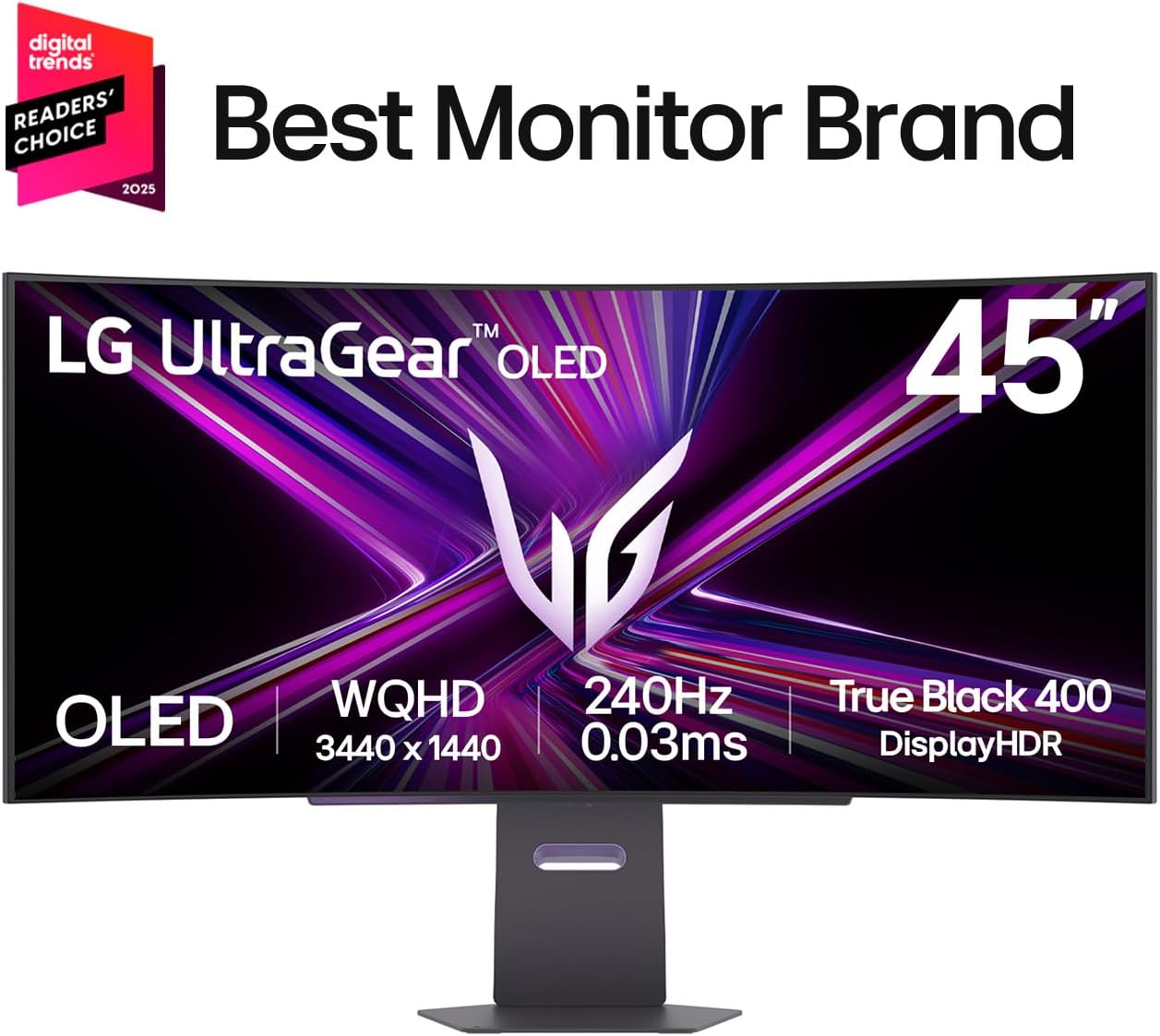 LG 45GX950A-B 45-inch Ultragear 5K2K WUHD (5120 x 2160) OLED Curved Gaming Monitor, Dual-Mode, 165Hz, 0.03ms, NVIDIA G-Sync, AMD FreeSync Premium Pro, HDR True Black 400, USB Type-C 90W, DP2.1, Black