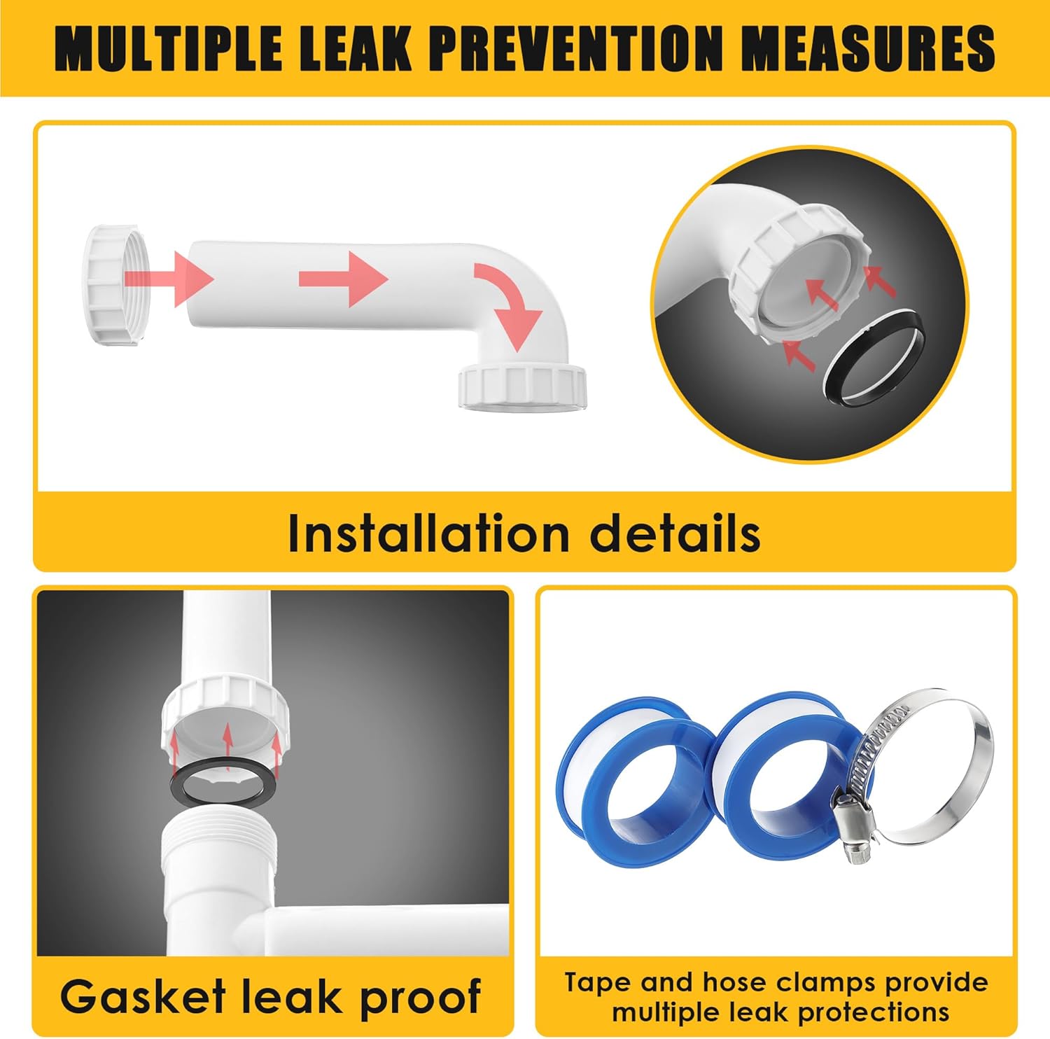 Saillong 27 Pcs Garbage Disposal Installation Kit Complete Kitchen Sink Drain Pipe Kit for Double Bowl Sink, 1-1/2" Plumbing, Simple Install, Leak Proof