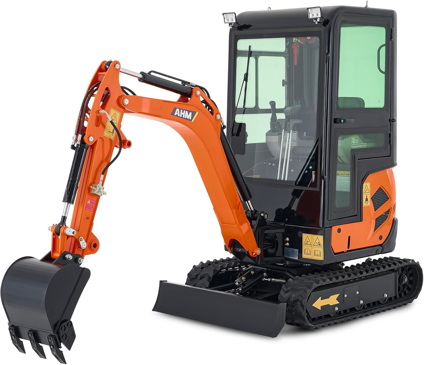 AHM 1.6 Ton Mini Excavator with Side Swing, Crawler Excavator with 23 hp EPA Engine & Pilot Control, Compact Trench Digger with Enclosed Cab for Garden Farm Construction Trenching Material Handling