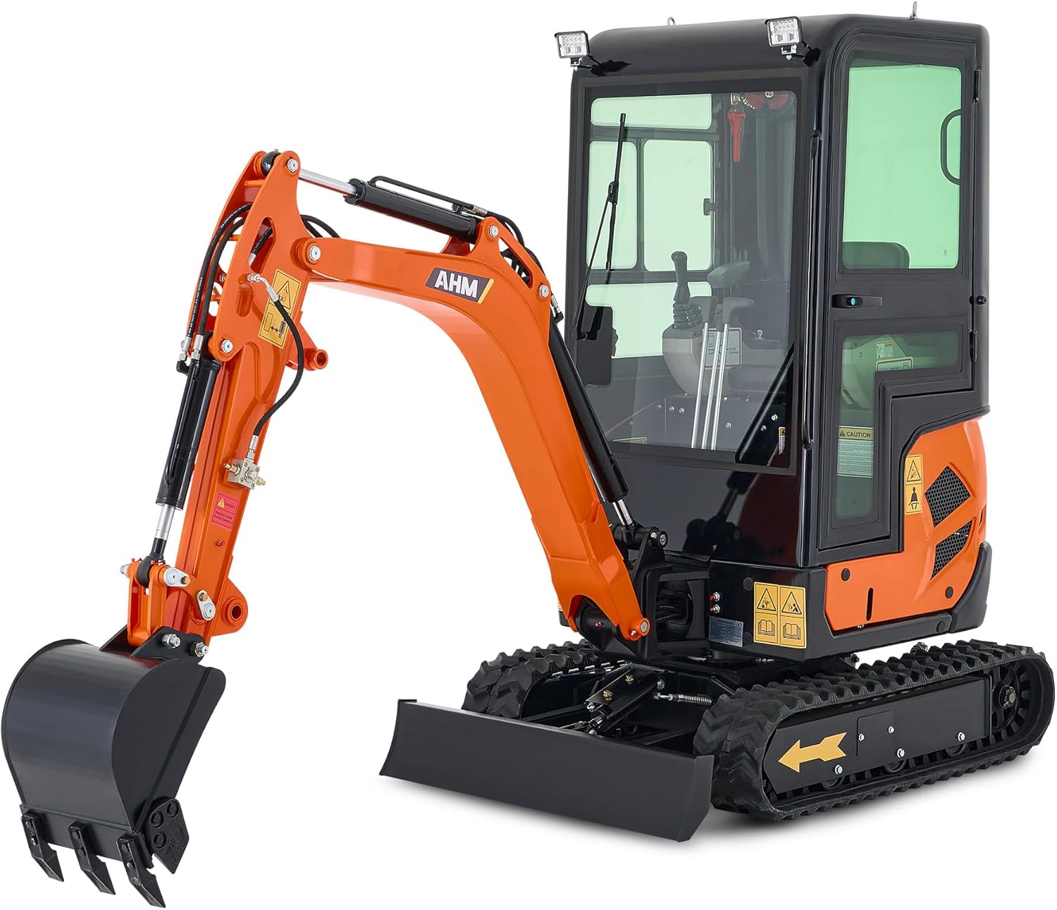 AHM 1.6 Ton Mini Excavator with Side Swing, Crawler Excavator with 23 hp EPA Engine & Pilot Control, Compact Trench Digger with Enclosed Cab for Garden Farm Construction Trenching Material Handling