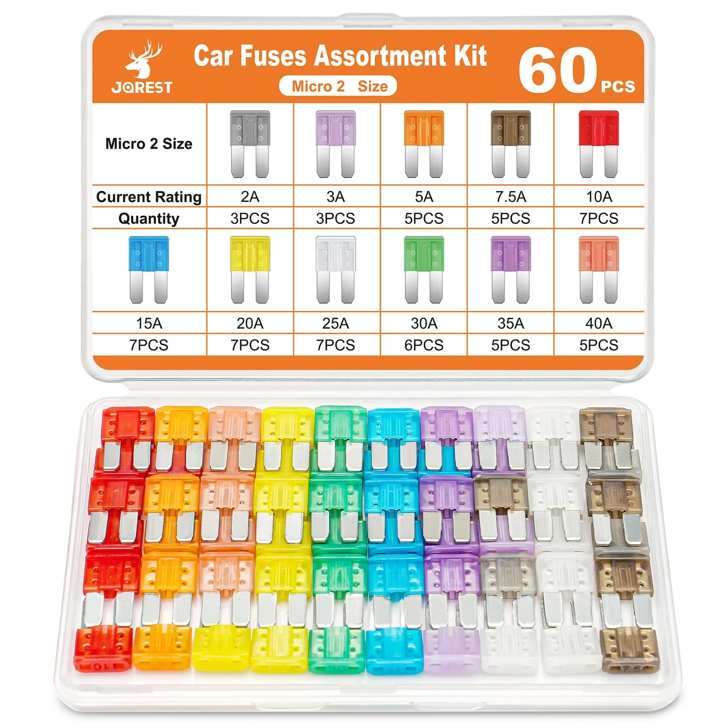 JOREST 360Pcs Car Fuse Assortment Kit, 160 Mini Blade Fuses Automotive + 90 Standard Auto Fuses + 50 Micro Fuse + 60 Micro2 – for RV/Truck/Motorcycle(2A 3A 5A 7.5A 10A 15A 20A 25A 30A 35A 40A)