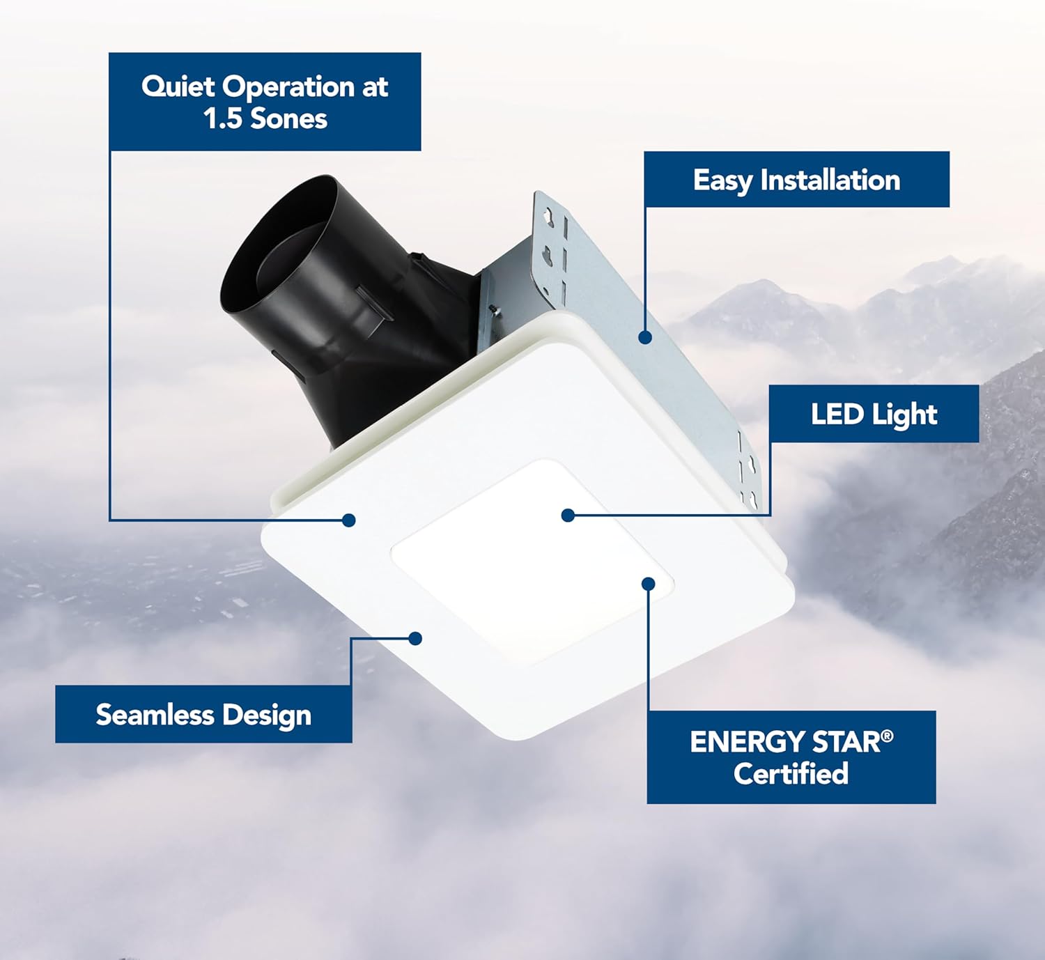 Broan-NuTone Bathroom Exhaust Fan with LED light – Easy Retrofit Without Attic Access, Quiet 1.5 Sones, Effective Ventilation at 80 CFM ENERGY STAR Certified Moisture and Odor Control