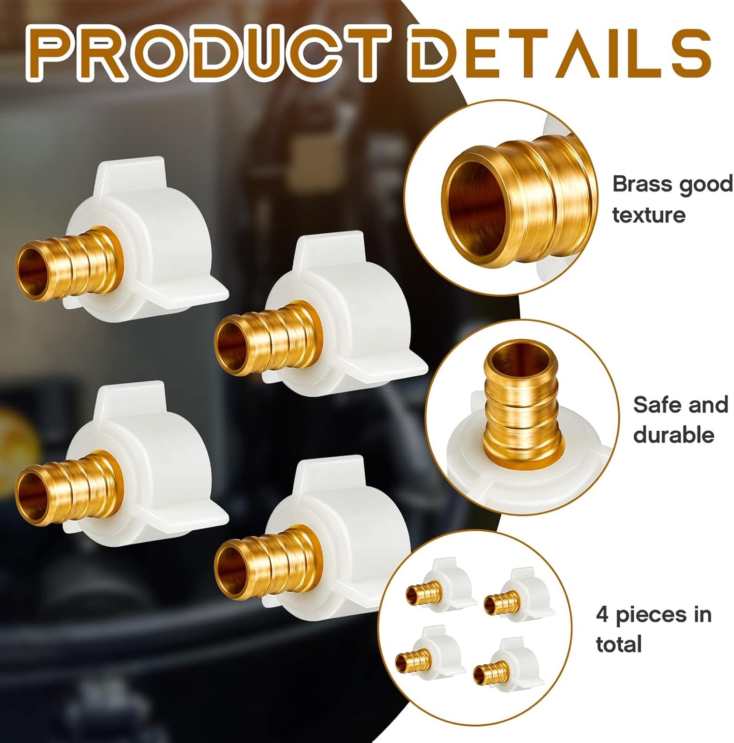 Fabbay 4 Pack Pex Fittings 1/2 Inch Female Threaded Adapter 1/2 Npt Female Threaded Swivel Elbow Brass Crimp Fittings Pex Sink Faucet Connector for Rv plumbing Water Line Tubes (1/2" Swivel Adapter)