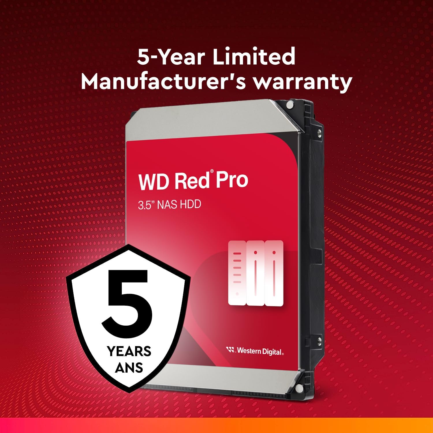 Western Digital 8TB WD Red Pro NAS Internal Hard Drive HDD - 7200 RPM, SATA 6 Gb/s, CMR, 256 MB Cache, 3.5" - WD8005FFBX