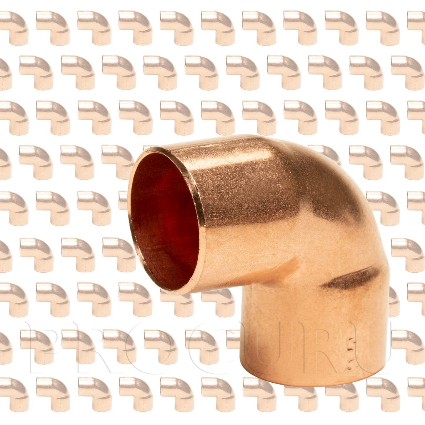 [100-Pack] PROCURU Copper 1" 90 Elbow, Made in USA, CxC Sweat Connection, Certified Safe (CW9S0100-100P)