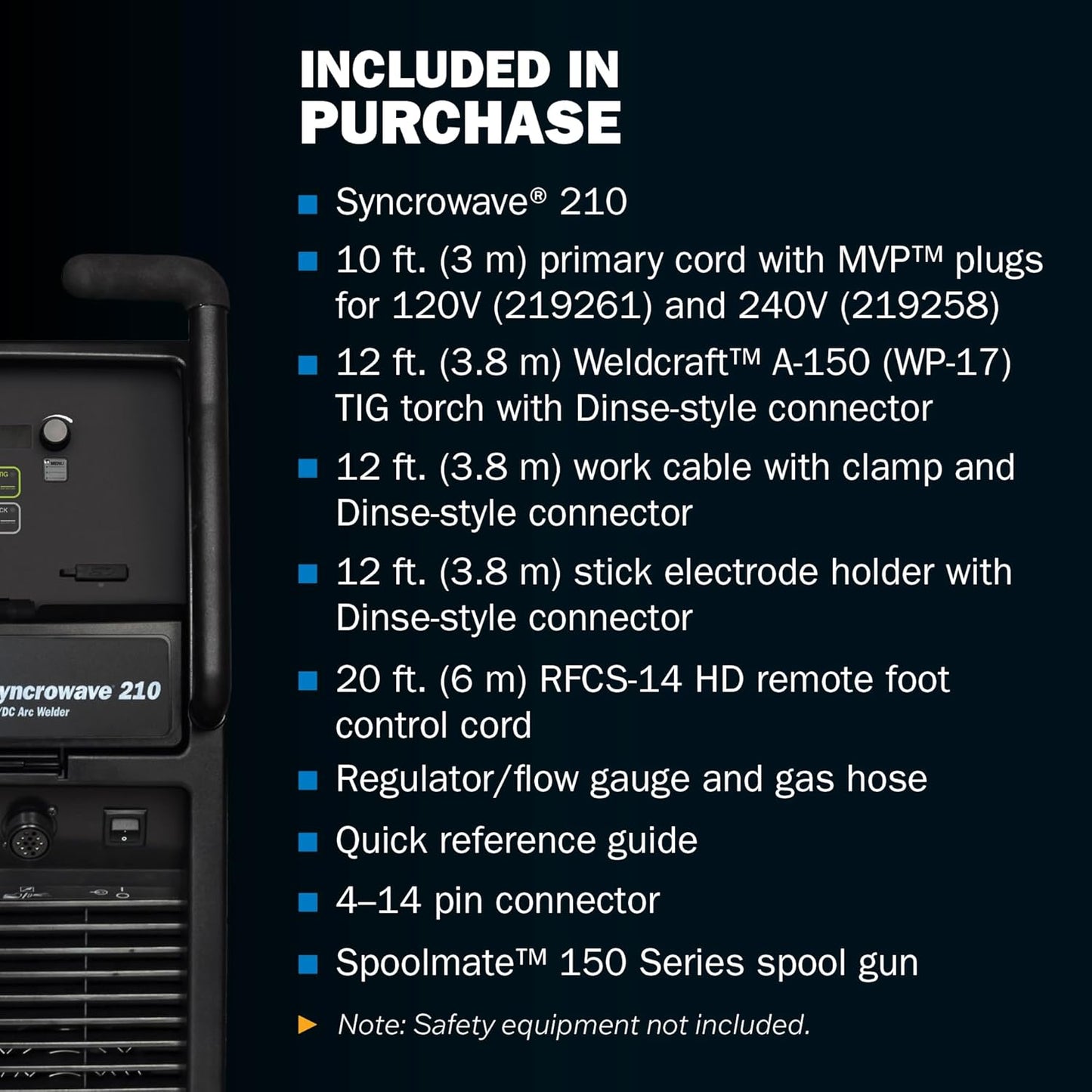 Miller 951684 Syncrowave 210 TIG MIG Spoolmate 150 Package - Multiprocess Stick, MIG & AC/DC TIG Welder Machine - Multi Process Welding Machine with TIG Torch, Foot Control & MIG Welder Gun