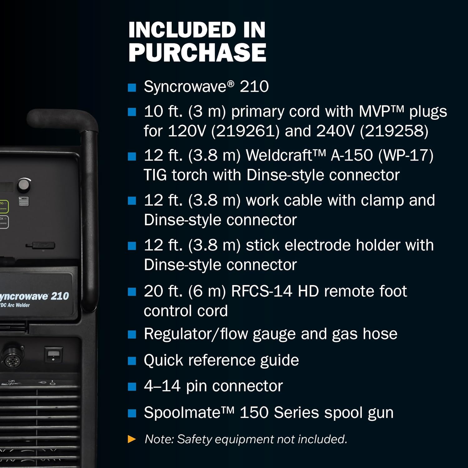 Miller 951684 Syncrowave 210 TIG MIG Spoolmate 150 Package - Multiprocess Stick, MIG & AC/DC TIG Welder Machine - Multi Process Welding Machine with TIG Torch, Foot Control & MIG Welder Gun