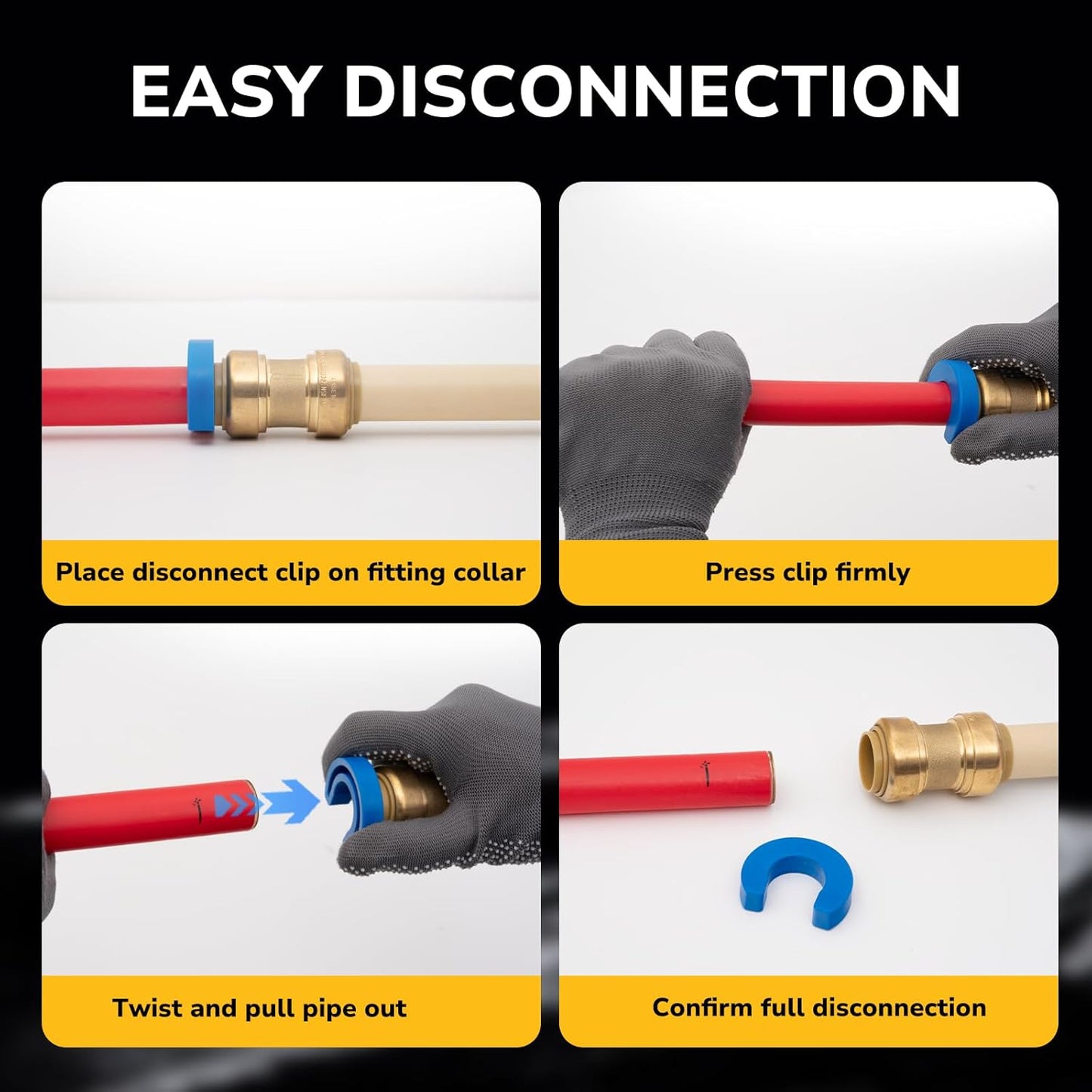 12 Pack 1/2" Pushfit Straing Coupling, Pex Fitting for Copper, CPVC Pipe, Brass Push to Connect Plumbing Fitting with Upgraded Stiffener