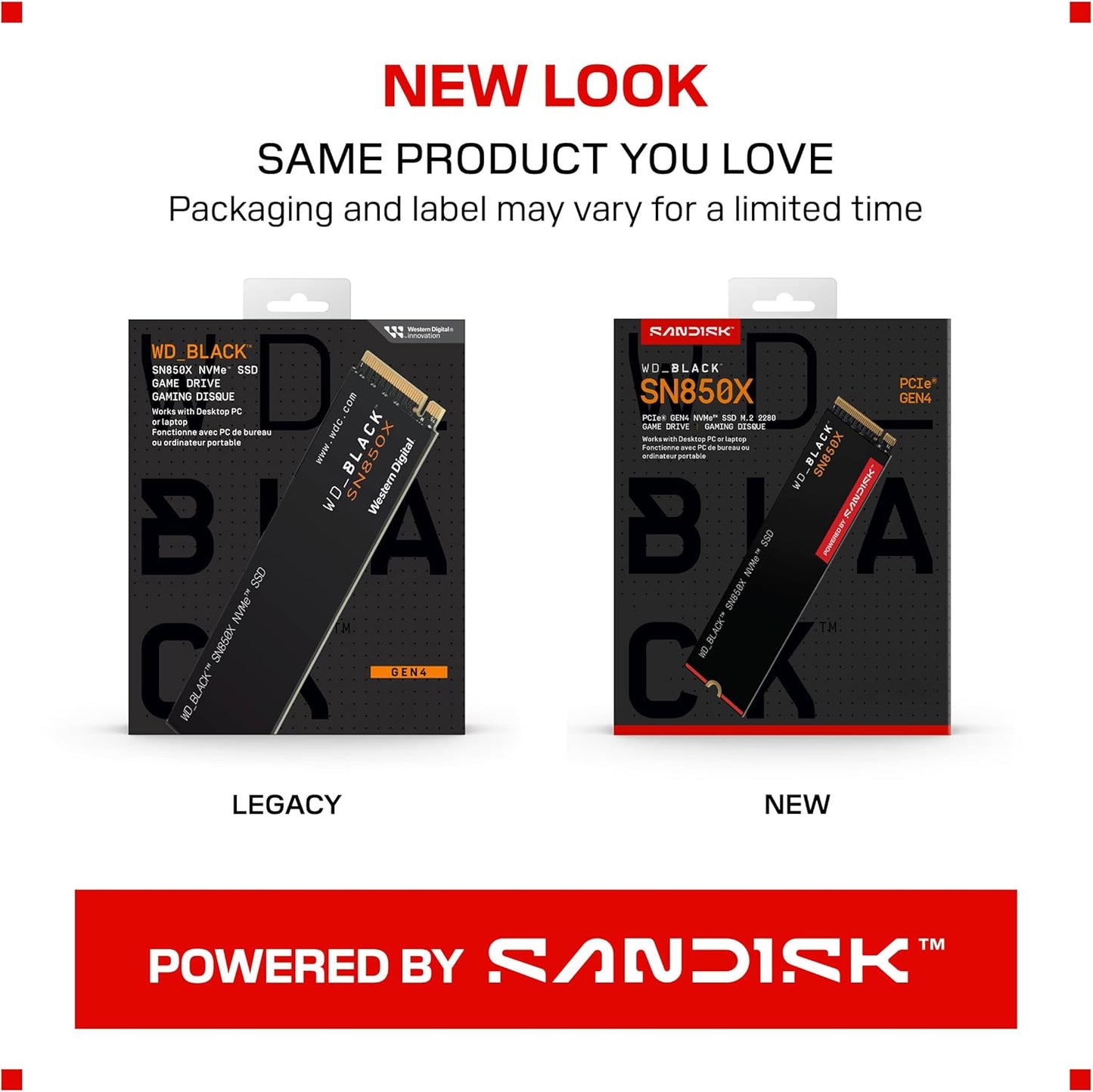 WD_BLACK 2TB SN850X NVMe Internal Gaming SSD Solid State Drive - Gen4 PCIe, M.2 2280, Up to 7,300 MB/s - WDS200T2X0E