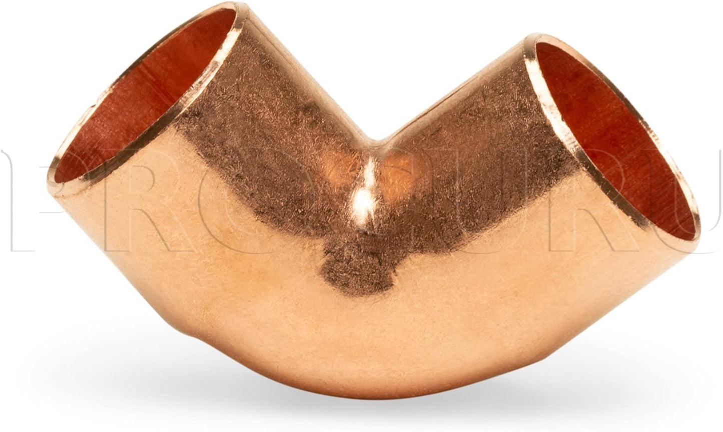 [100-Pack] PROCURU Copper 1" 90 Elbow, Made in USA, CxC Sweat Connection, Certified Safe (CW9S0100-100P)