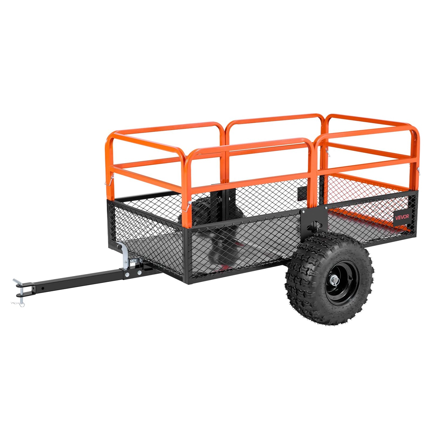 VEVOR Heavy Duty ATV Dump Cart - Steel Tow Behind trailer, 750 lbs, 15 Cubic Feet Garden Utility with Removable Sides