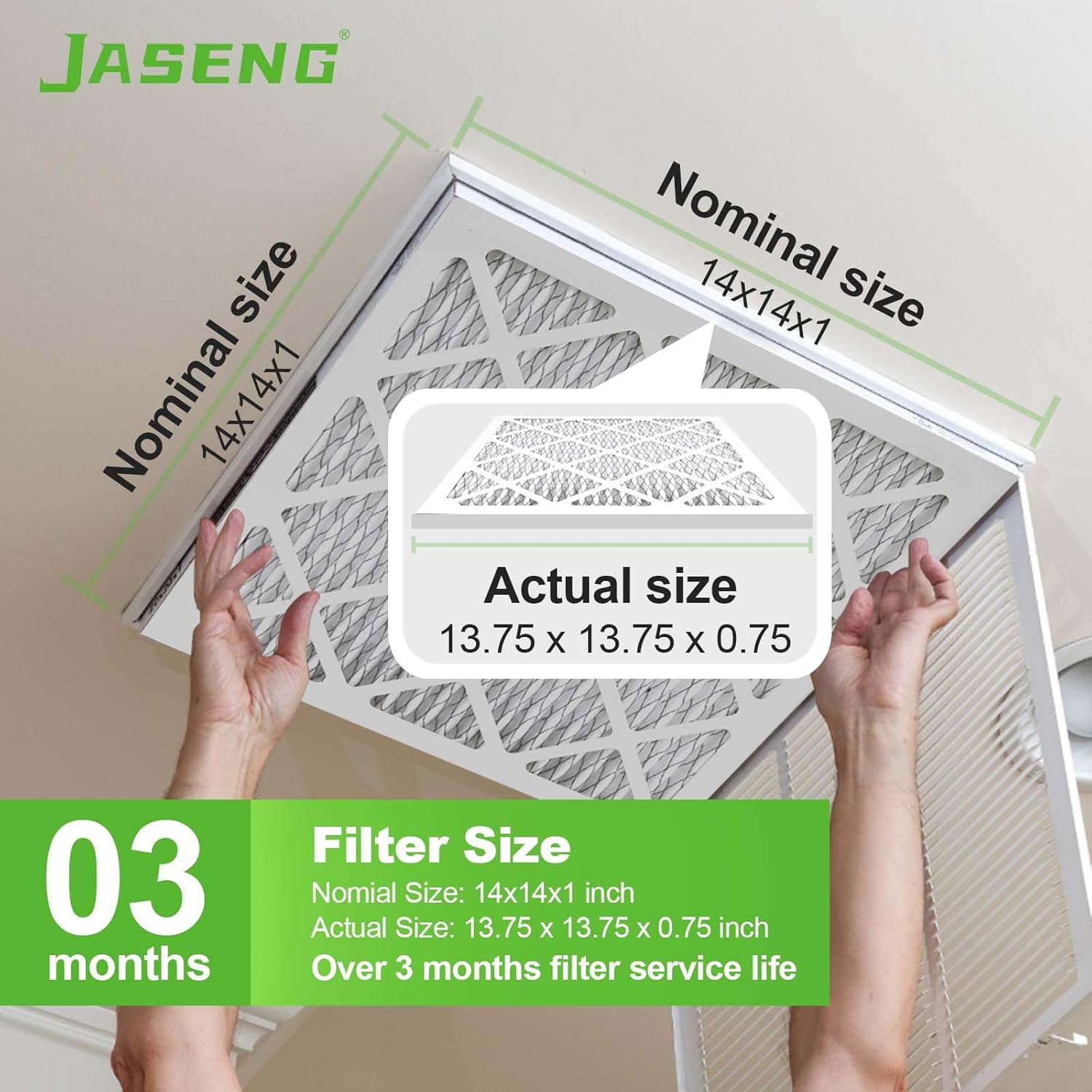 14x14x1 Air Filters, MERV 8 Pleated HVAC Furnace Filters (4-Pack) - Dust Defense, MPR 600 - exact dimensions: 13.75"x13.75"x0.75" - Replacement for AC, Heater, and Ventilation Systems