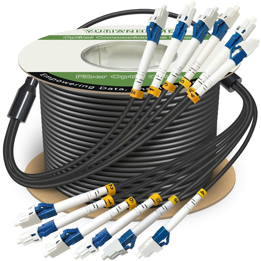 500 Meters 6 Core Industrial TPU LC to LC Outdoor Armored Fiber Optic Cable, OS2 Single Mode 6 Strands Fiber Patch Cable with LC Connectors, 9/125um, OD-5mm, Direct Burial LC-LC