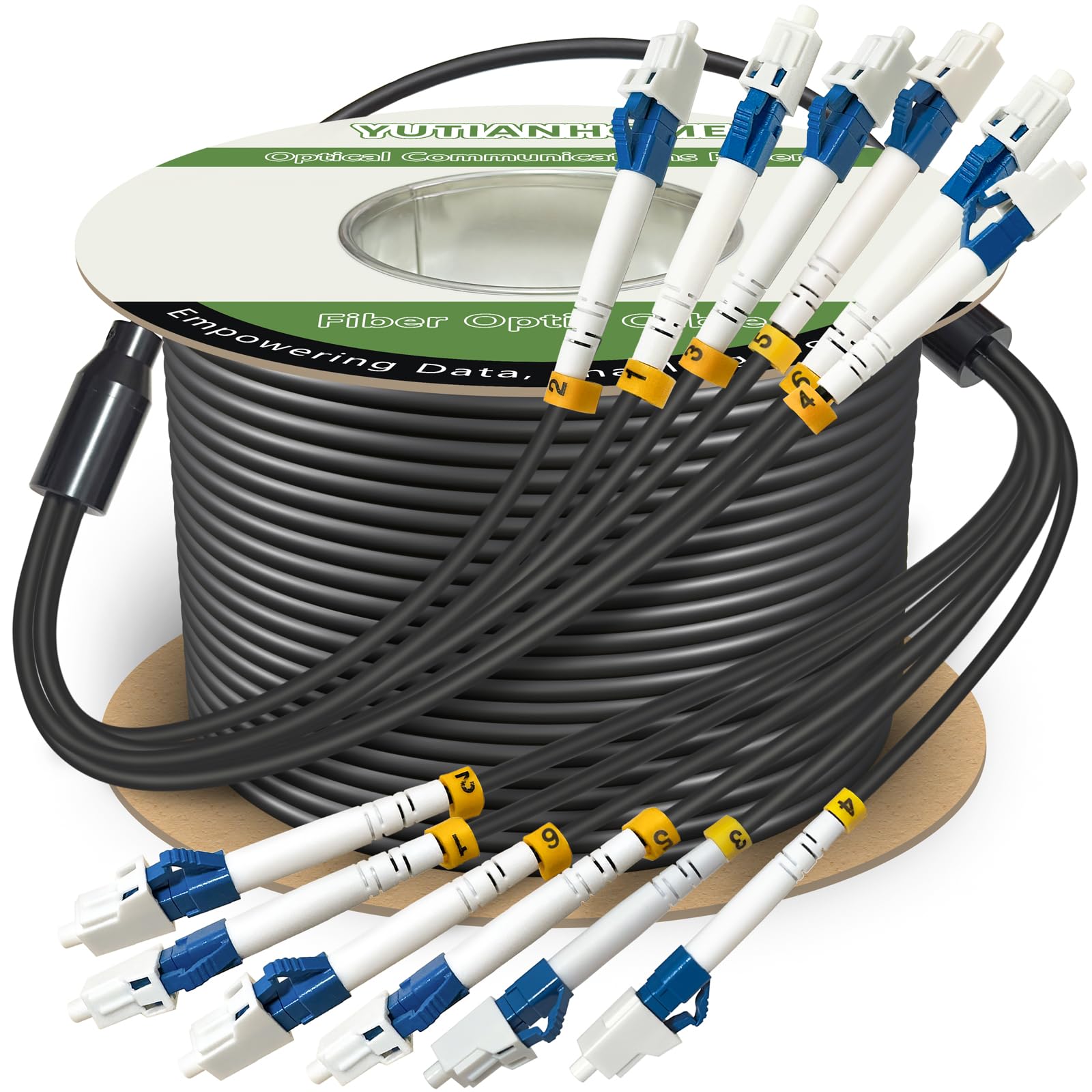 500 Meters 6 Core Industrial TPU LC to LC Outdoor Armored Fiber Optic Cable, OS2 Single Mode 6 Strands Fiber Patch Cable with LC Connectors, 9/125um, OD-5mm, Direct Burial LC-LC