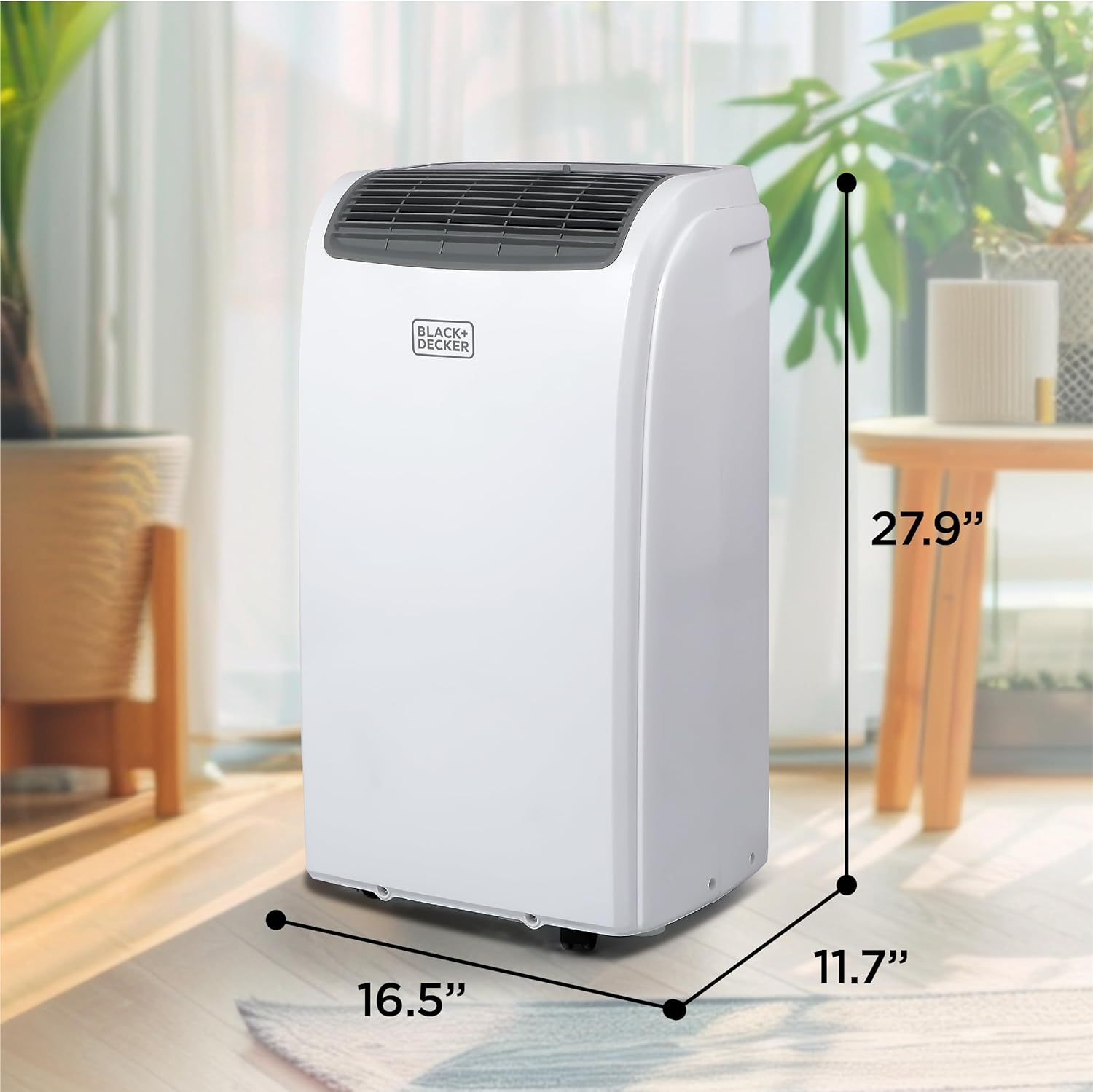BLACK+DECKER Smart Portable Air Conditioner with Heat, 12,000 BTU (8,000 BTU SACC) Cooling, 9,000 BTU Heating for Rooms up to 550 Sq. Ft., Follow Me Remote, BPACT12HWT, White