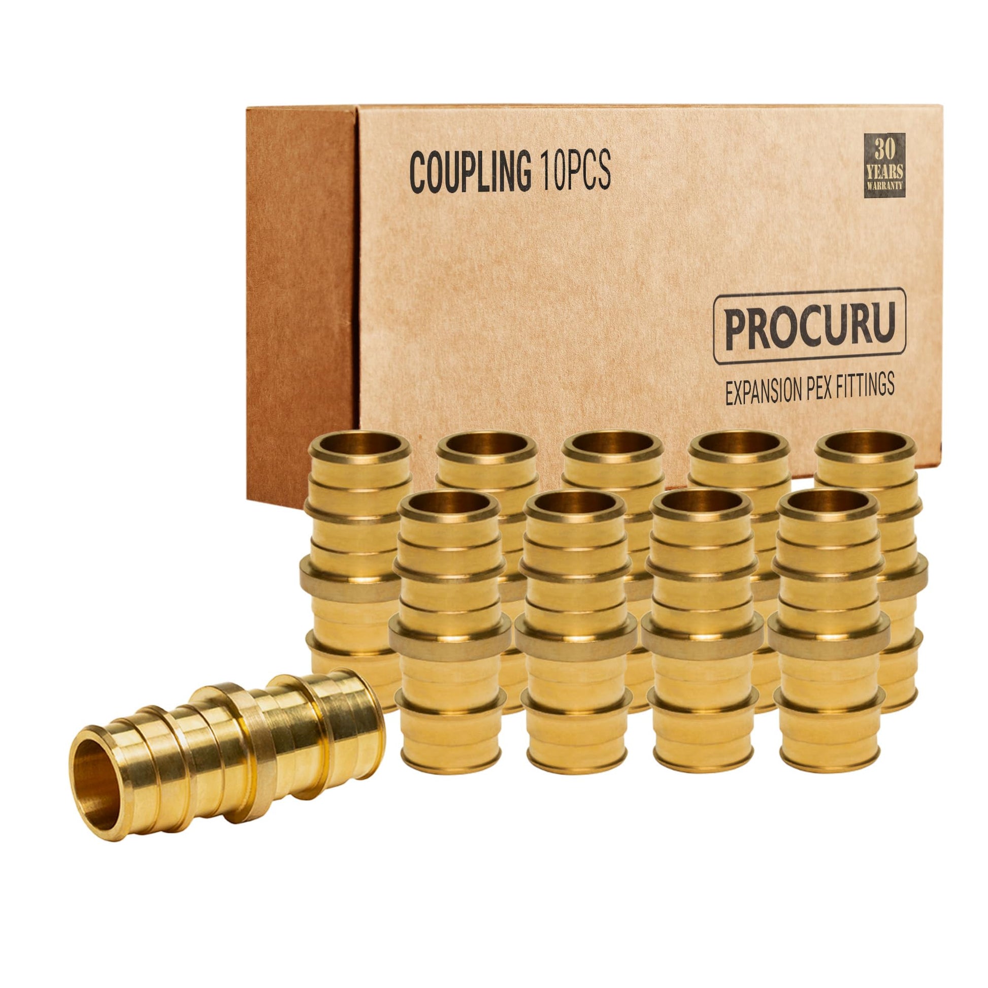 PROCURU Wholesale (100) 3/4-Inch Brass Couplings With (200) Sleeve Rings, for F1960 Expansion PEX-A Pipe (8ABCP0034-100C)