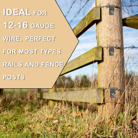 Wire Fence Clips Metal 400 Pcs Wire Clamps Stainless Steel Fencing Mounting Clips with 400 Pcs Stainless Steel Screws for 12-16 Gauge Welded Clamps to Wood, Metal or Vinyl Railings (400 PCS)