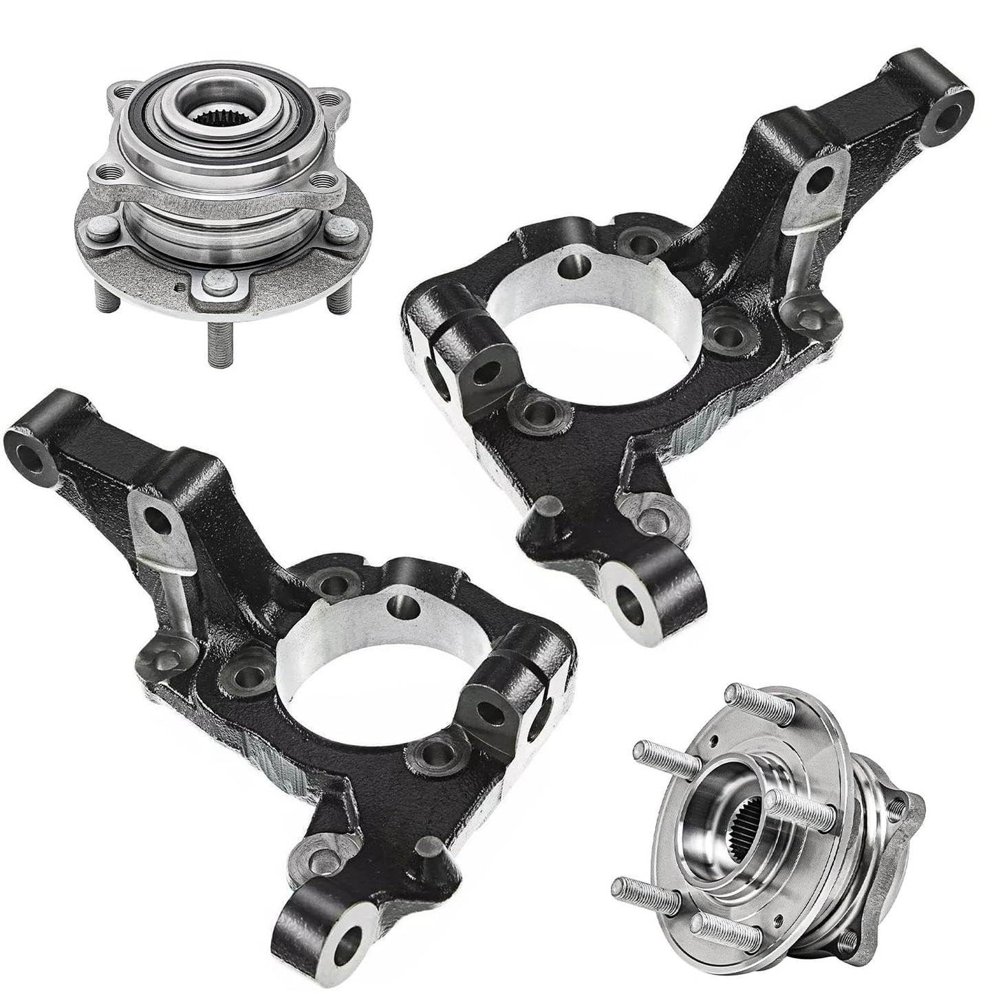 Detroit Axle - 4pc Front Loaded Knuckles Kit for 2007-2012 Hyundai Veracruz, 2008 2009 2010 2011 2 Steering Knuckles 2 Wheel Bearing Hubs Assembly Replacement