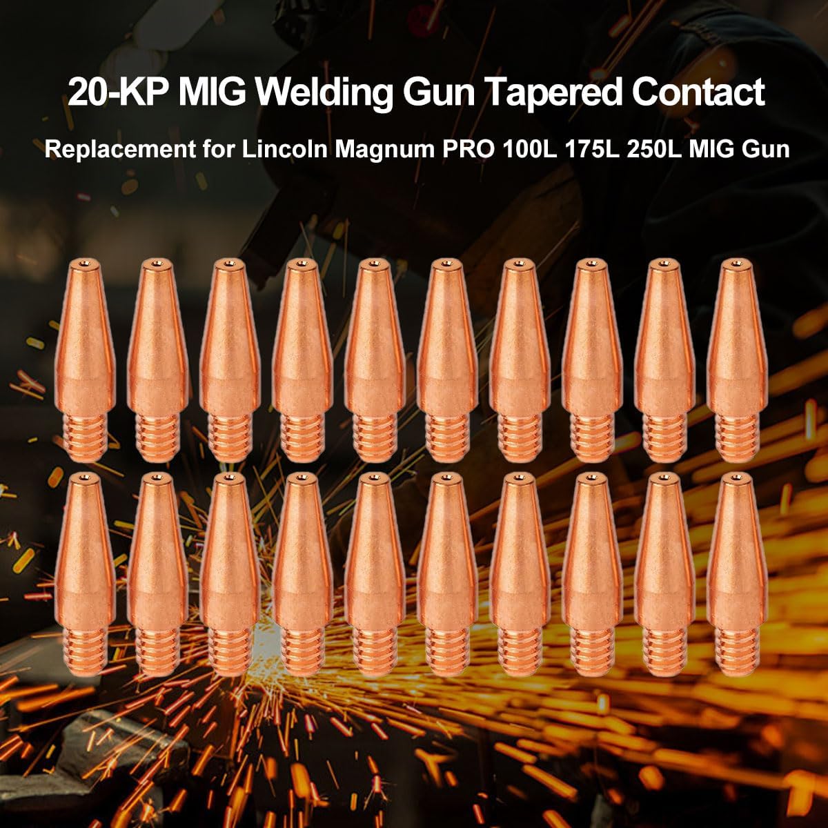 20-KP Tapered Contact Tips KP2744-035T 0.035'' MIG Welding Gun Replacement for Lincoln Magnum PRO 100L 175L 250L MIG Gun