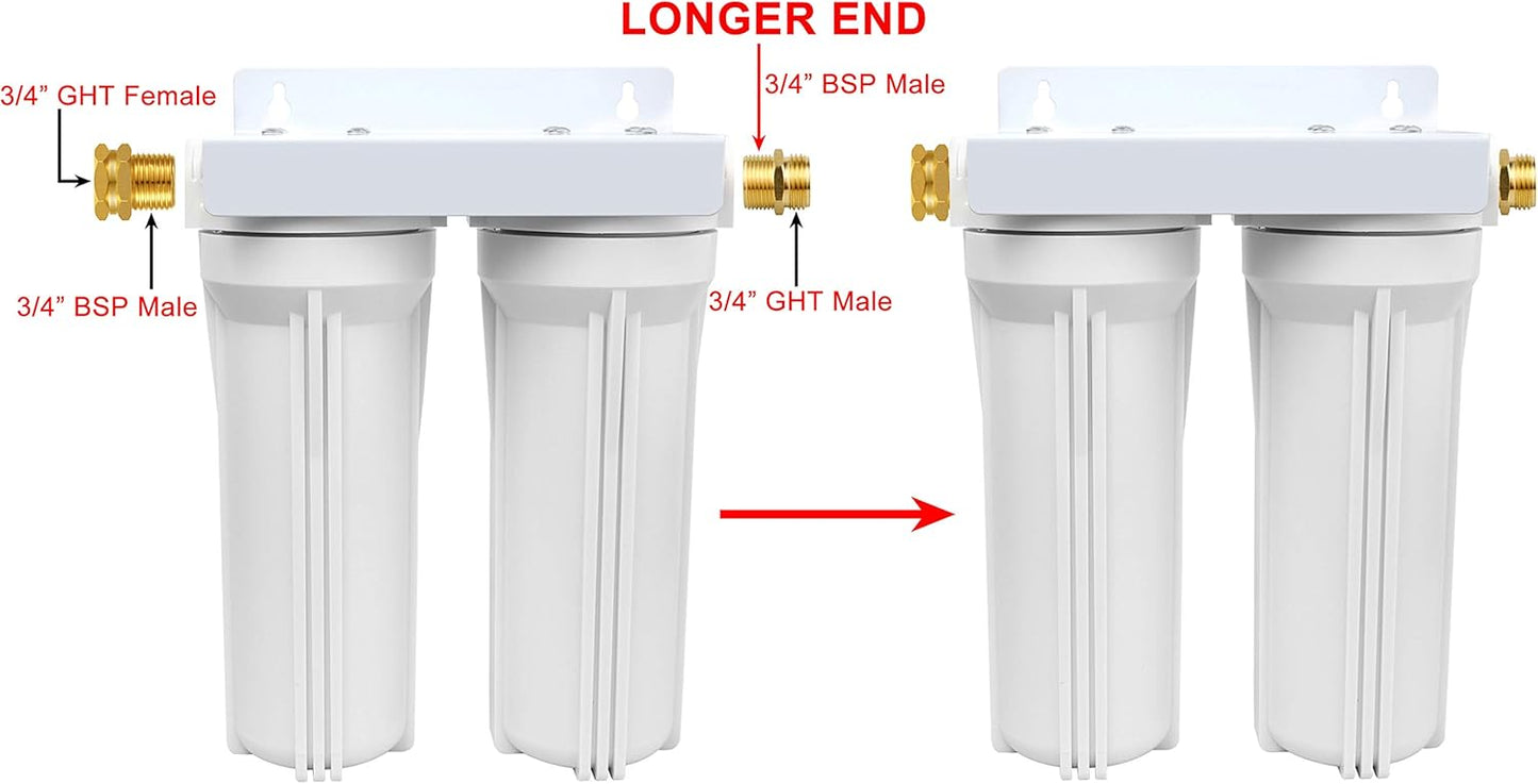 External RV Dual Water Filter System for RVs Boats Motor Homes Marines,Included Two Fliters and Mounting Bracket