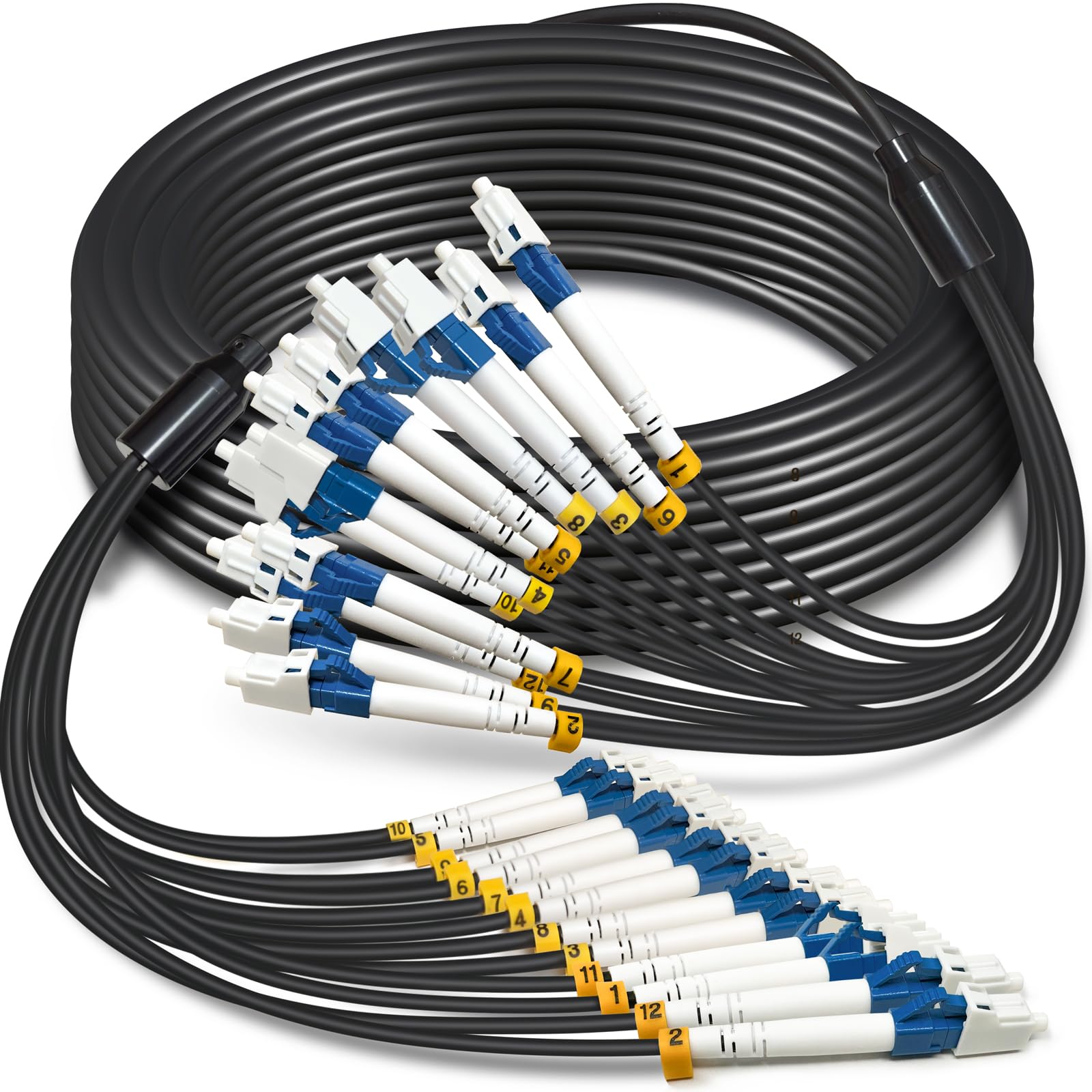500 Meters 6 Core Industrial TPU LC to LC Outdoor Armored Fiber Optic Cable, OS2 Single Mode 6 Strands Fiber Patch Cable with LC Connectors, 9/125um, OD-5mm, Direct Burial LC-LC