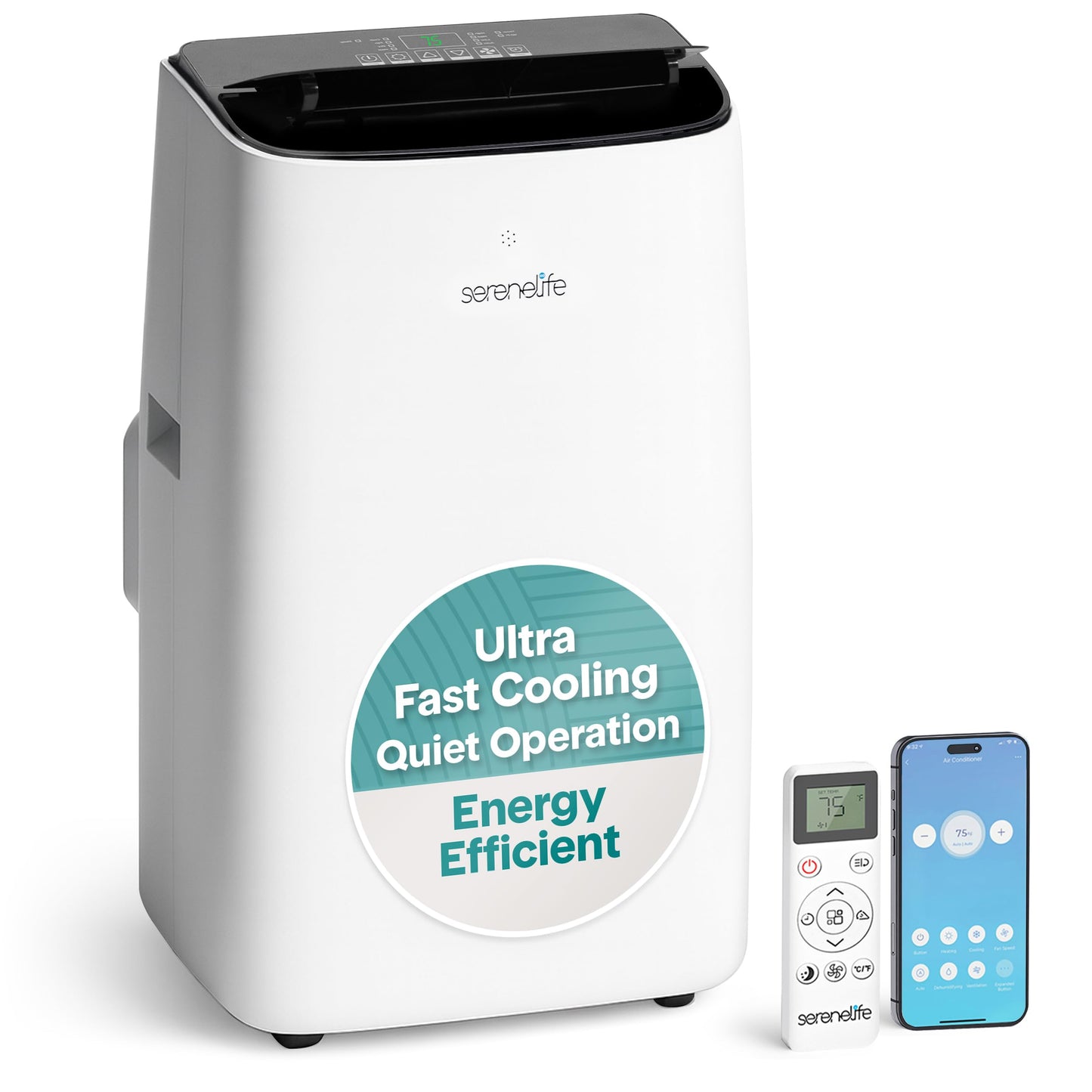 SereneLife Small Air Conditioner Portable 12,000 BTU with Built-in Dehumidifier - Portable AC unit for rooms up to 550 sq ft - Remote Control, Window Mount Exhaust Kit