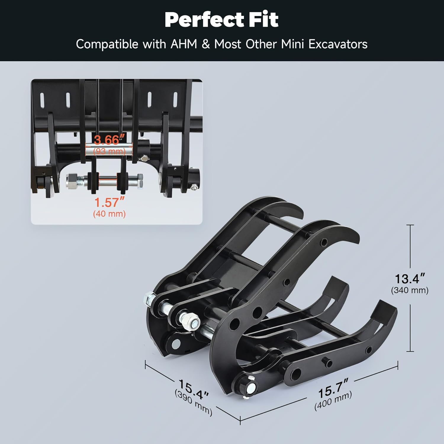 AHM Mini Excavator Grabber Attachment, Wood Grabber Grapple, Machinery Excavator Accessories Metal Gripper for Rock Handling, Log Grabbing, Land Clearing, Piling, Scrap Stacking