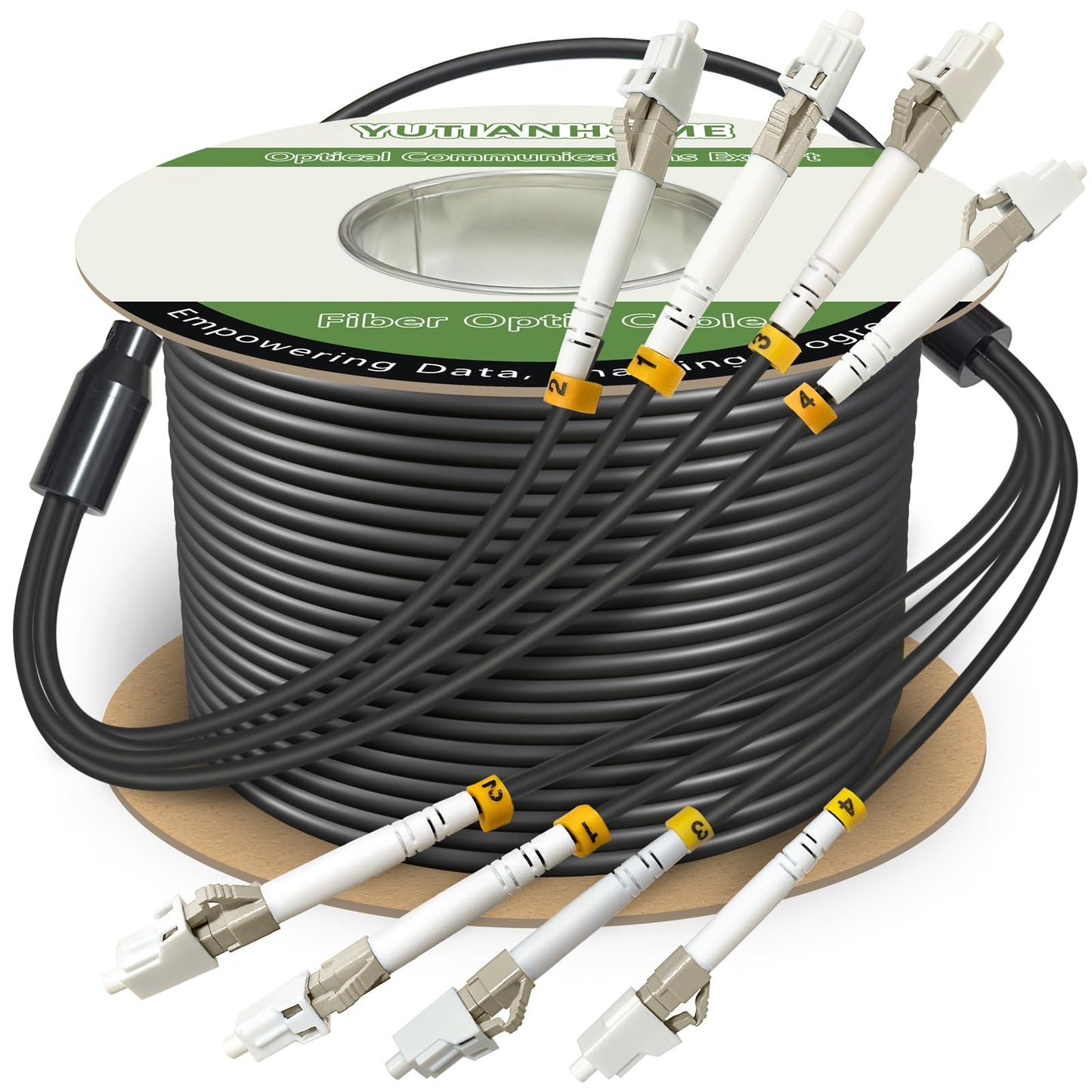 500ft (150 Meters) 6 Core OM3 Multimode Industrial TPU LC to LC Outdoor Armored Fiber Patch Cable, Direct Burial 6 Strands Fiber Optic Cable, 10Gb Duplex 50/125um MMF LC-LC 6 Fibers
