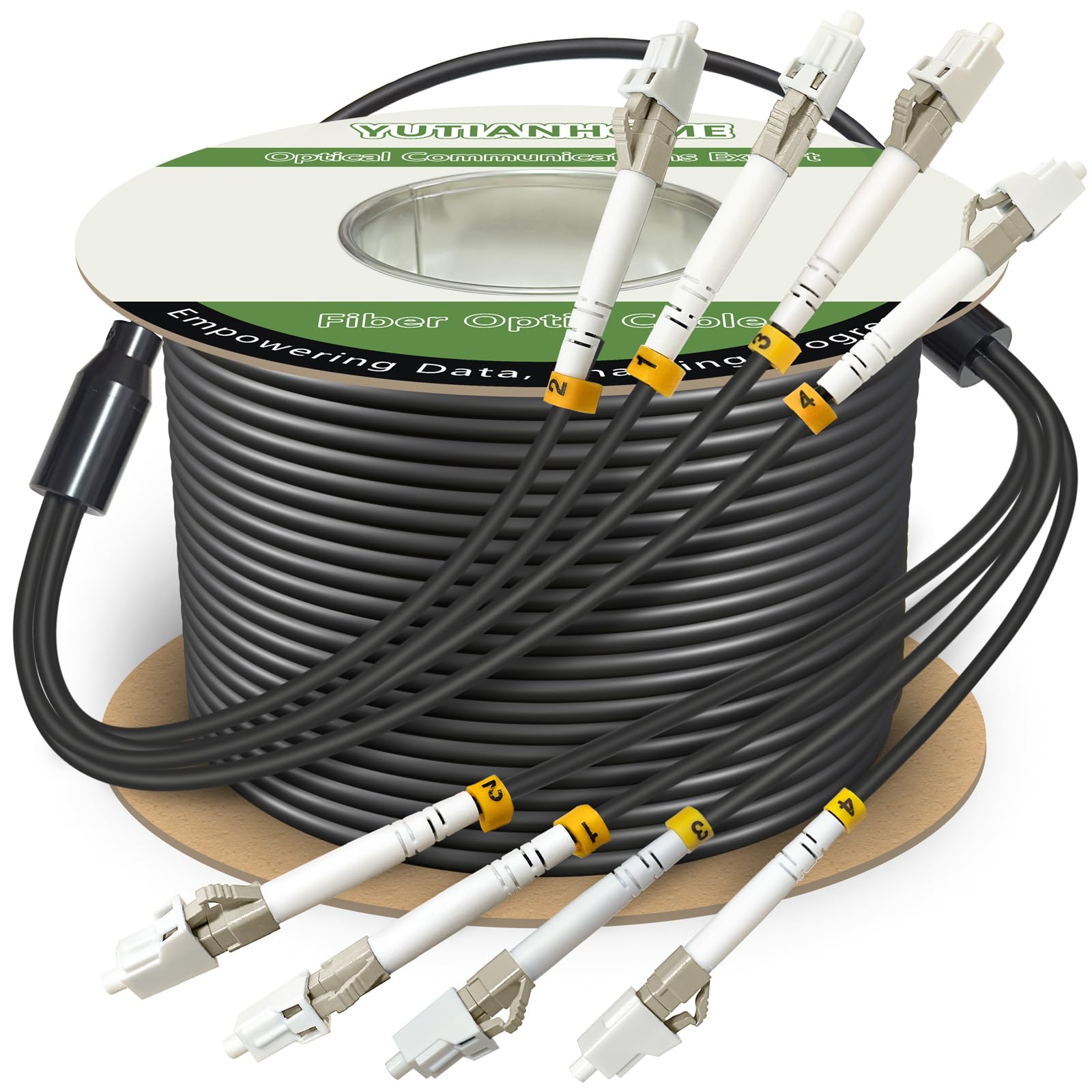 500ft (150 Meters) 6 Core OM3 Multimode Industrial TPU LC to LC Outdoor Armored Fiber Patch Cable, Direct Burial 6 Strands Fiber Optic Cable, 10Gb Duplex 50/125um MMF LC-LC 6 Fibers