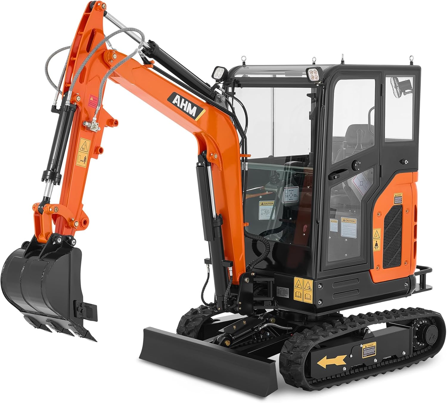 AHM 2.5 Ton Mini Excavator, Crawler Excavator with 25 HP Perkins Diesel EPA Engine, Speed Adjustable Trench Digger with Side Swing Enclosed Cab, Mini Digger for Garden Farm Construction Trenching