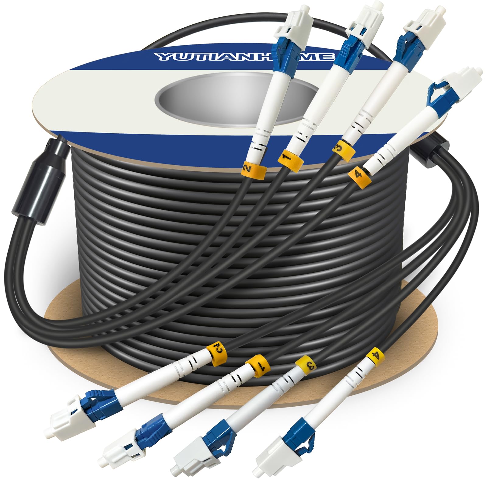 500 Meters 6 Core Industrial TPU LC to LC Outdoor Armored Fiber Optic Cable, OS2 Single Mode 6 Strands Fiber Patch Cable with LC Connectors, 9/125um, OD-5mm, Direct Burial LC-LC