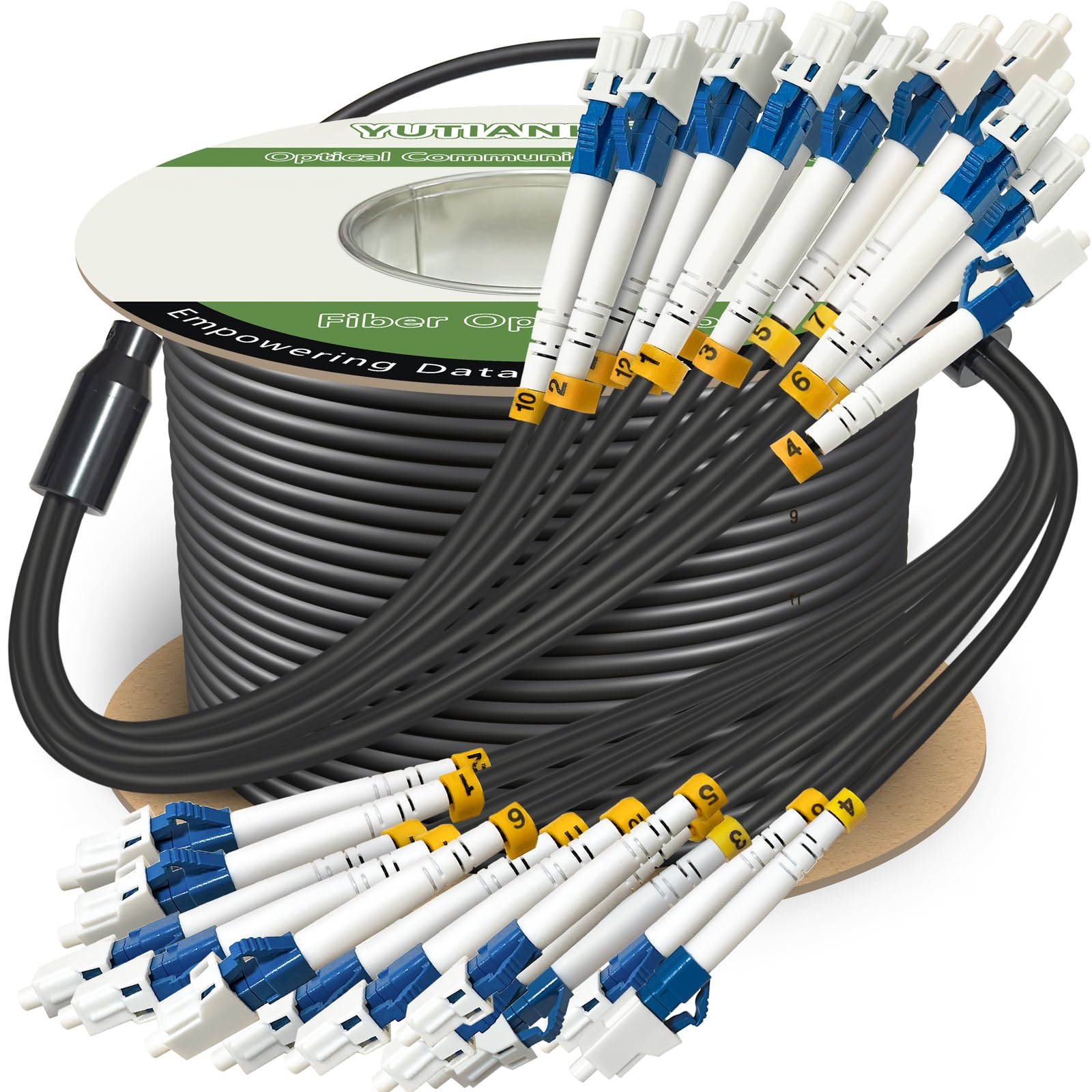 500 Meters 6 Core Industrial TPU LC to LC Outdoor Armored Fiber Optic Cable, OS2 Single Mode 6 Strands Fiber Patch Cable with LC Connectors, 9/125um, OD-5mm, Direct Burial LC-LC