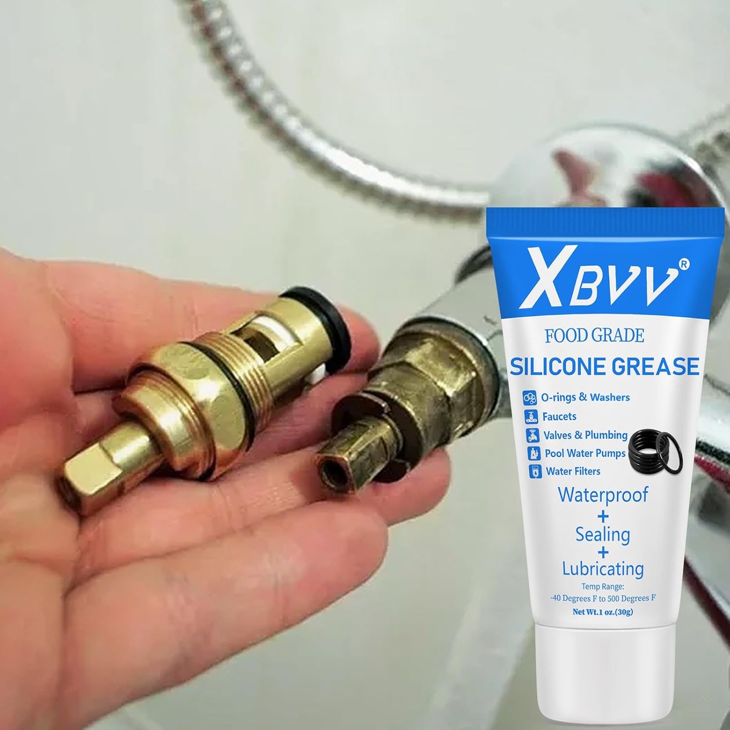 Silicone Lubricating Grease for Plumber Faucet Rubber Washers Valve O Ring 2-Pack 1 oz Tube with Brush
