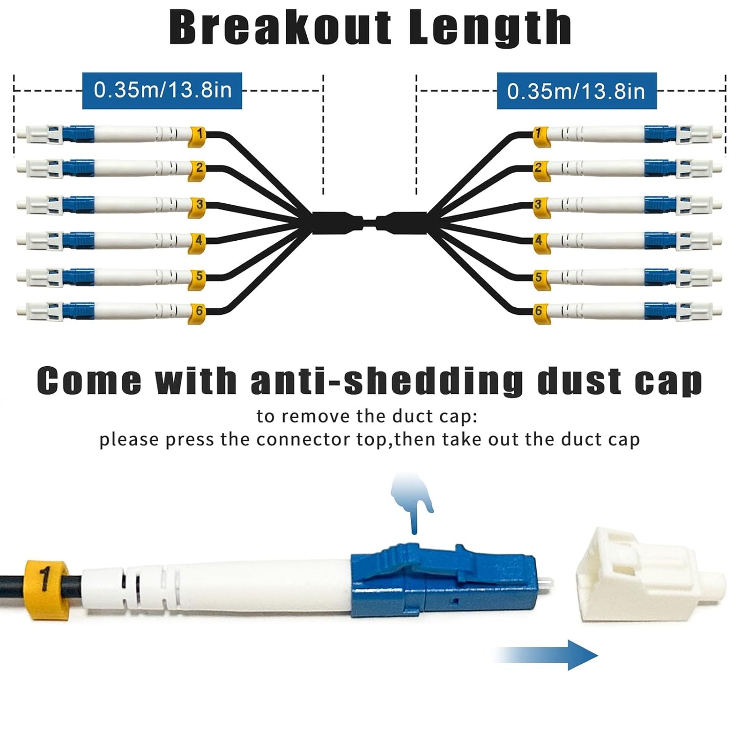 500 Meters 6 Core Industrial TPU LC to LC Outdoor Armored Fiber Optic Cable, OS2 Single Mode 6 Strands Fiber Patch Cable with LC Connectors, 9/125um, OD-5mm, Direct Burial LC-LC