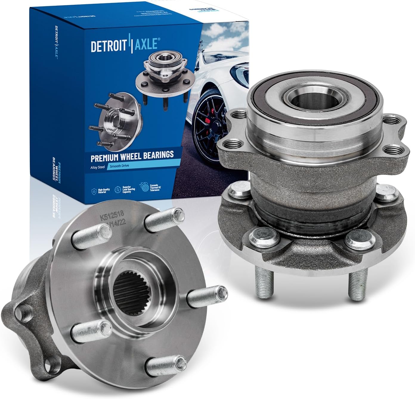 Detroit Axle - 2 Rear Wheel Bearing & Hubs for Subaru Forester Impreza XV Crosstrek, Pair Wheel Bearing and Hubs Assembly Replacement Set