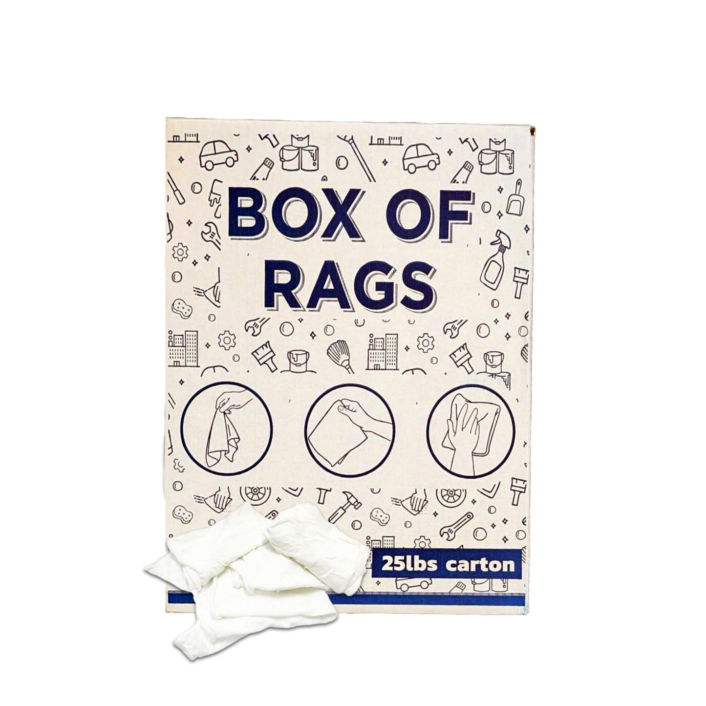Recycled White T-Shirt Cleaning Rags (600 lbs. Pallet 24x25 lbs. Box) – Shop Rags Bulk for Oil, Stain, Grease, Paint, and Auto Cleaning, Multipurpose