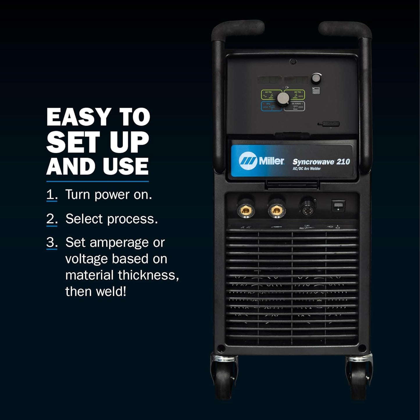 Miller 951684 Syncrowave 210 TIG MIG Spoolmate 150 Package - Multiprocess Stick, MIG & AC/DC TIG Welder Machine - Multi Process Welding Machine with TIG Torch, Foot Control & MIG Welder Gun