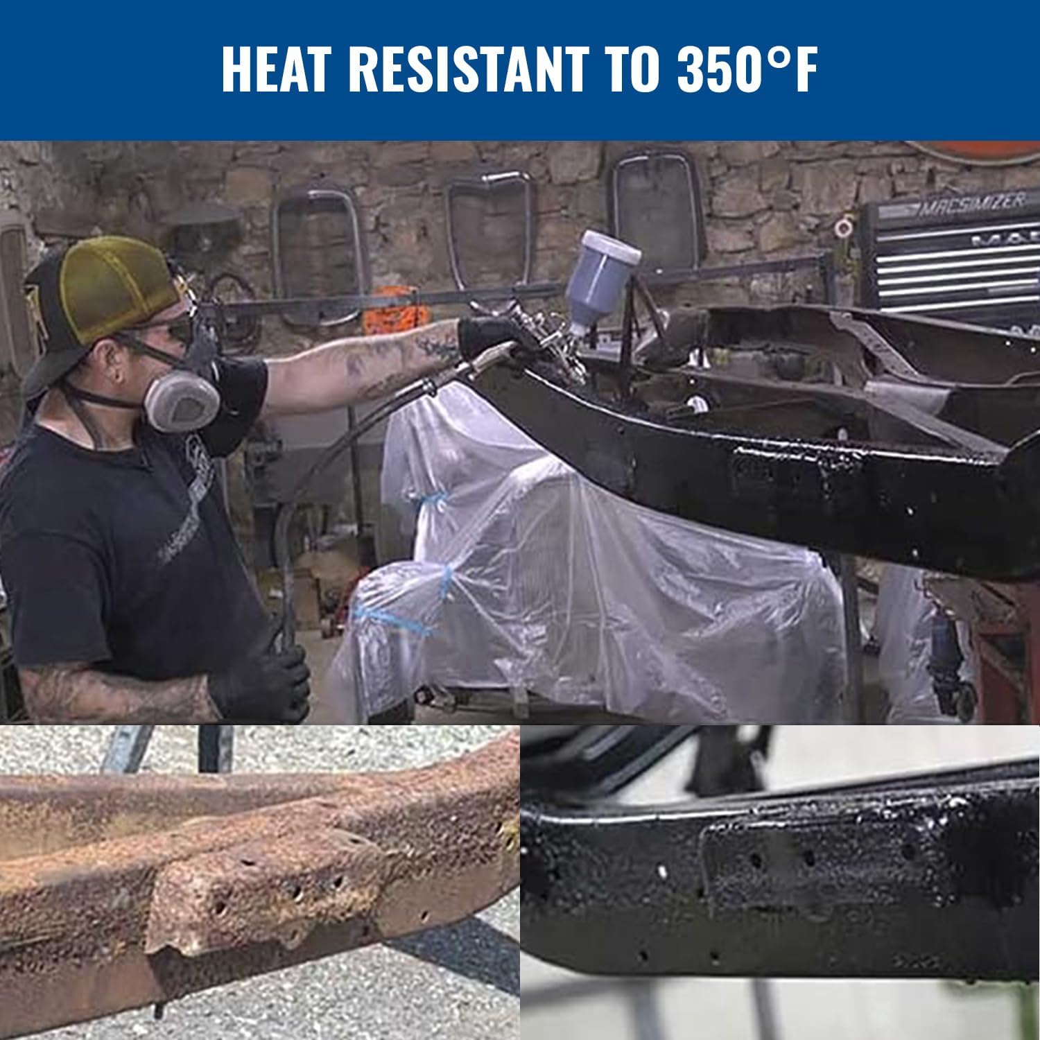 Eastwood Matte Black Rust Encapsulator Plus | Long Lasting Durable Finish 1 Coat Automotive Maximum Rust Protection | Heat Resistance up to 350 Degrees F | 16 oz. Aerosol | 1 Pack