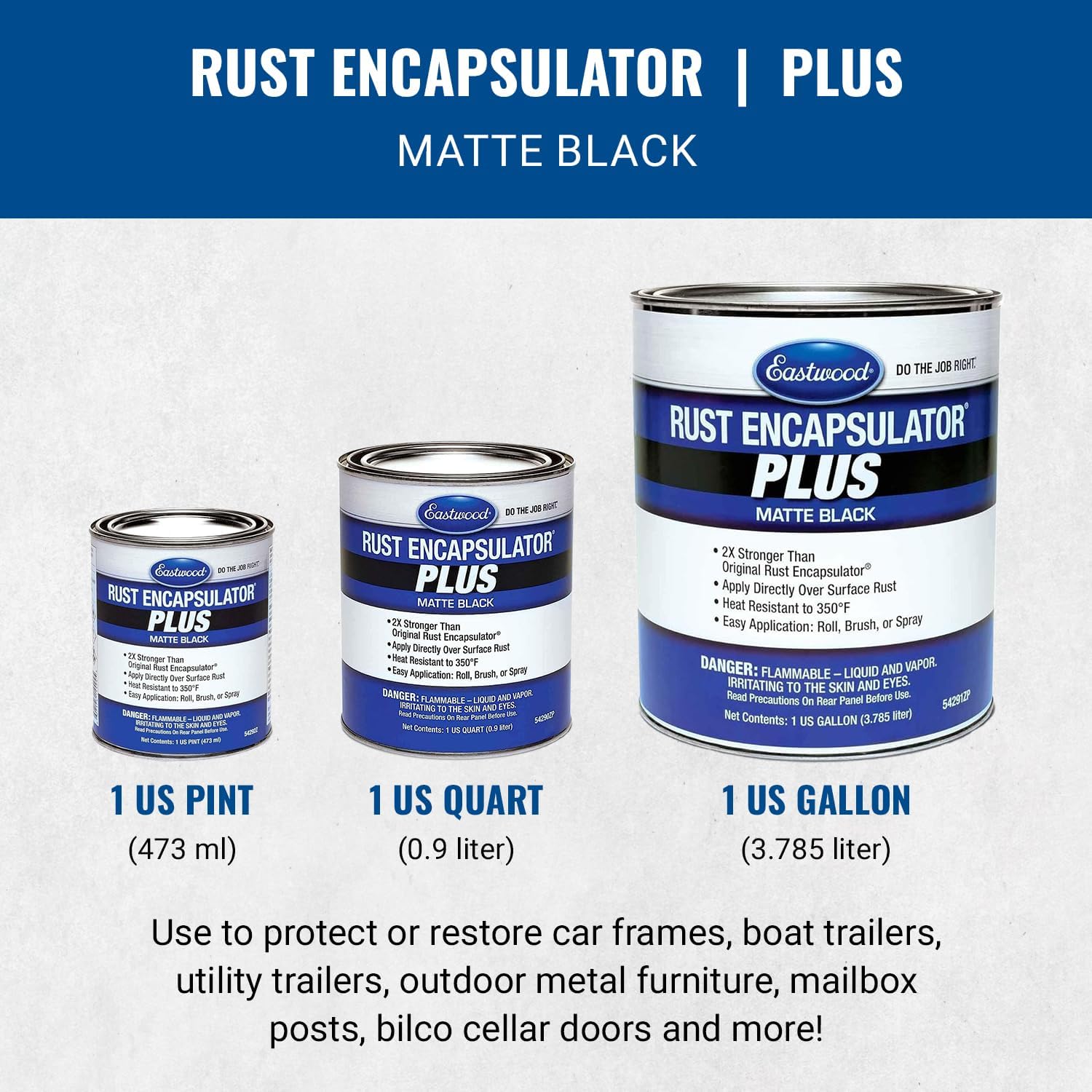 Eastwood Matte Black Rust Encapsulator Plus | Long Lasting Durable Finish 1 Coat Maximum Rust Protection | Heat Resistance up to 350 degrees Fahrenheit | 1 Quart, Matte Black