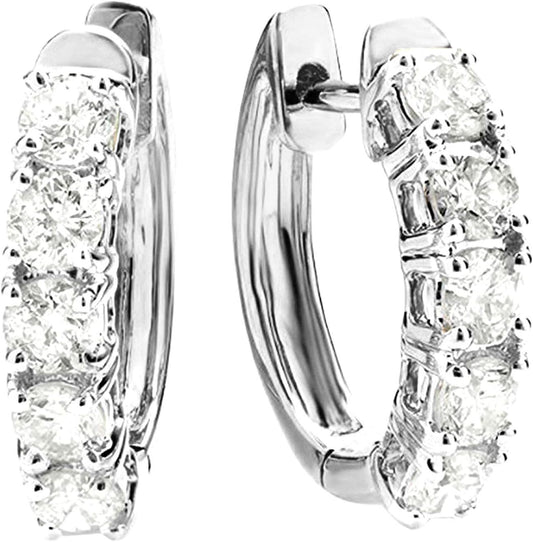 Houston Diamond District Five Stone Diamond Hoop Huggie Earrings Value Collection