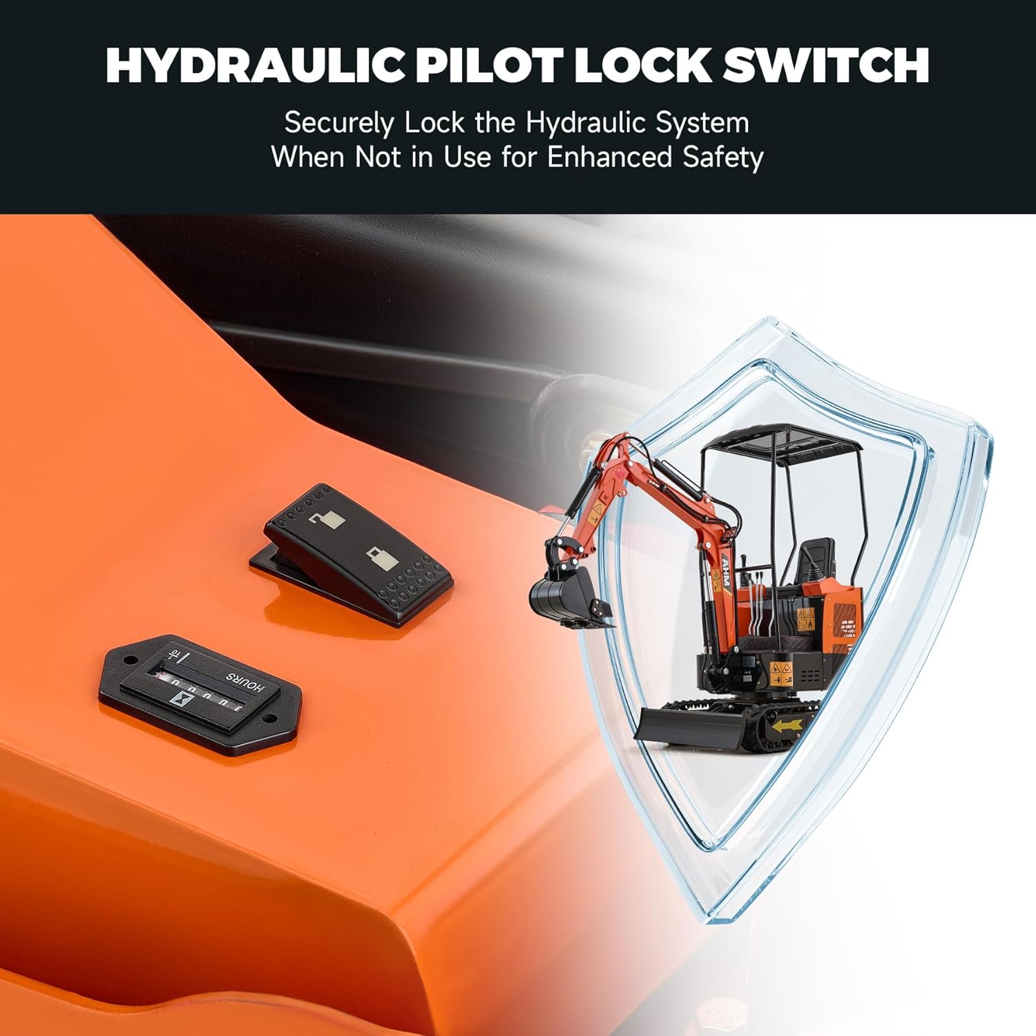 AMH Mini Excavator Machine with Rake, 2866 Pounds Crawler Excavator with 23 hp EPA Engine & Pilot Controls, Trench Digger with Canopy & Adjustable Seat for Garden Farm Park Construction Site