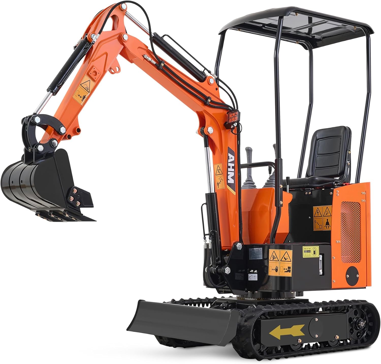 AHM Mini Excavator, 1 Ton Mini Digger with Kubota D722 Engine & 2698 lbf Digging Force, Small Crawler for Home Garden Farm Construction Site, Compact Trench Digger with Upgraded Boom & Rain Canopy