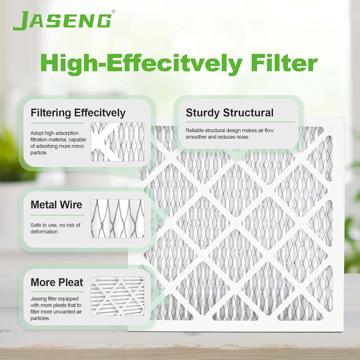 14x14x1 Air Filters, MERV 8 Pleated HVAC Furnace Filters (4-Pack) - Dust Defense, MPR 600 - exact dimensions: 13.75"x13.75"x0.75" - Replacement for AC, Heater, and Ventilation Systems