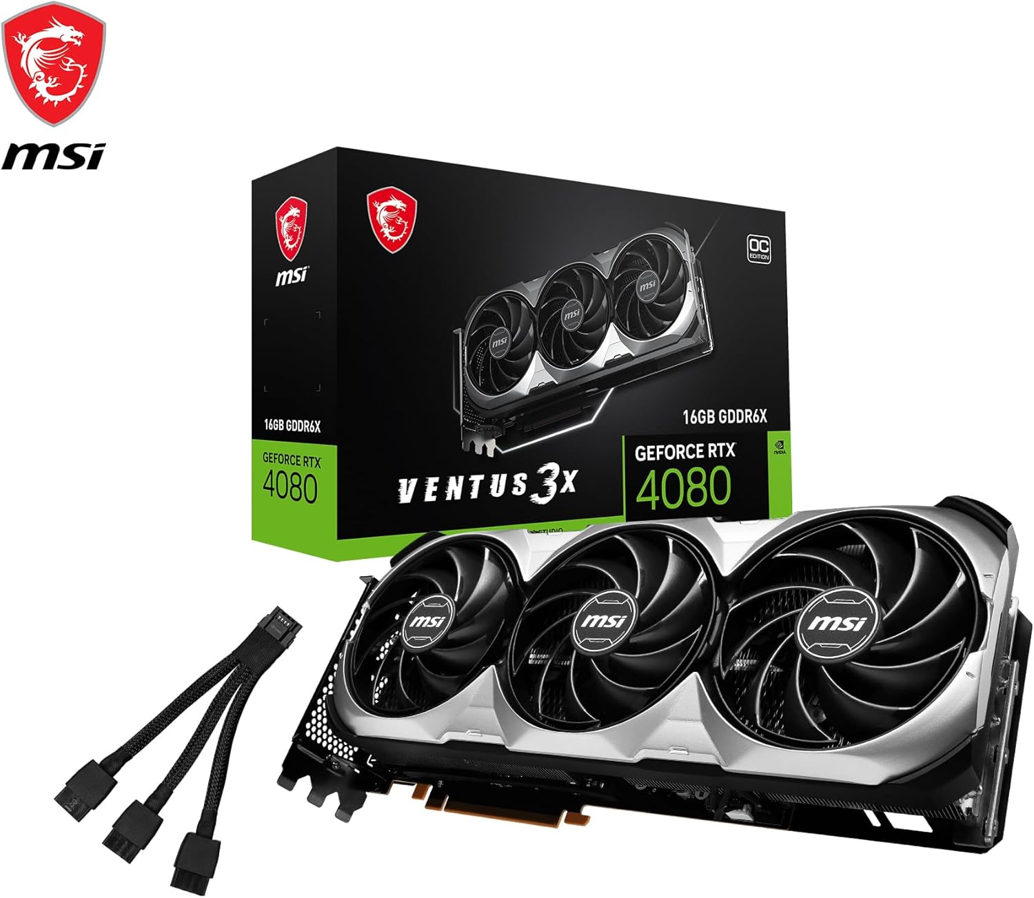 MSI GeForce RTX 4080 16GB Ventus 3X OC Gaming Graphics Card - 16GB GDDR6X, 2550 MHz, PCI Express Gen 4, 256-bit, 3X DP v 1.4a, HDMI 2.1a (Supports 4K & 8K HDR)